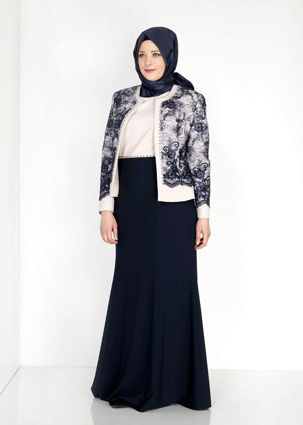 Tesettür giyim LACİVERT 3142 Camelia 2Lİ Elb Tesettür Takım