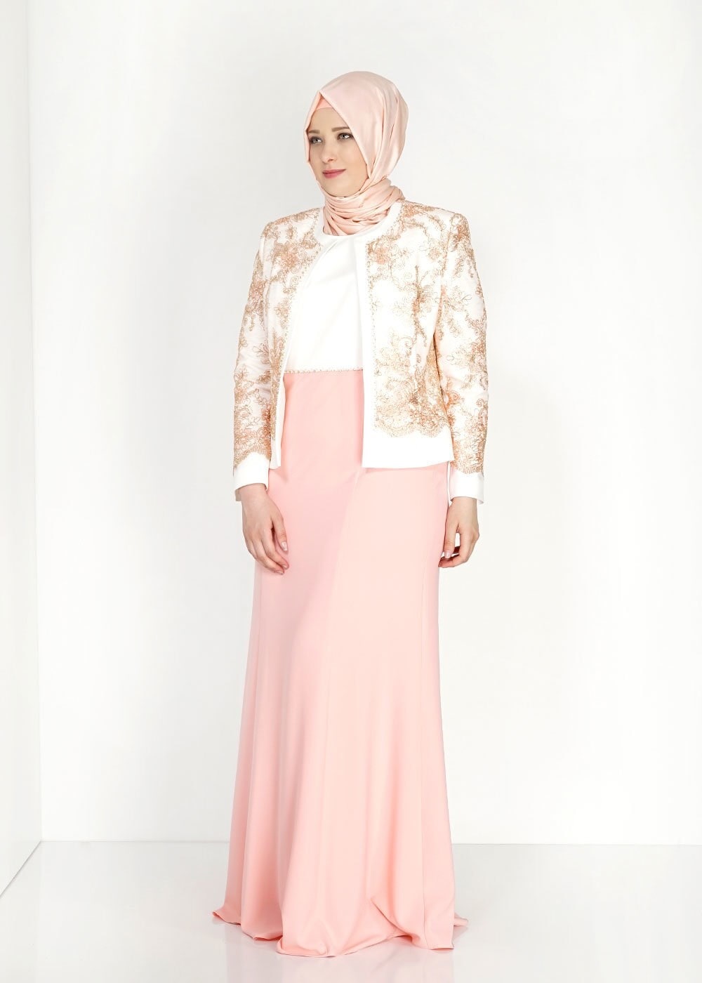 Tesettür giyim PUDRA 3142 Camelia 2Lİ Elb Tesettür Takım