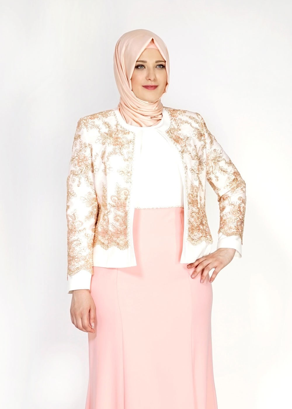 Tesettür giyim PUDRA 3142 Camelia 2Lİ Elb Tesettür Takım