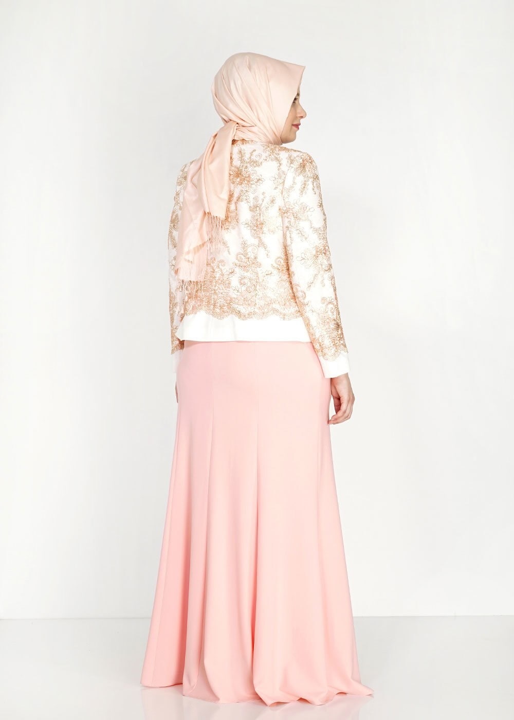Tesettür giyim PUDRA 3142 Camelia 2Lİ Elb Tesettür Takım