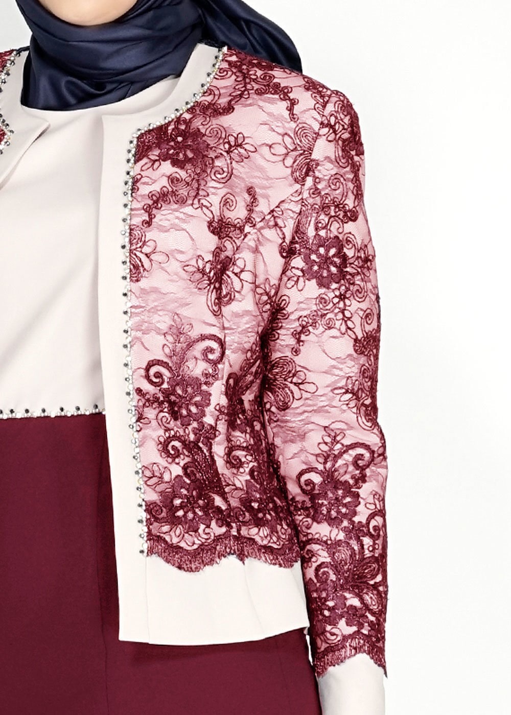 Tesettür giyim BORDO 3142 Camelia 2Lİ Elb Tesettür Takım