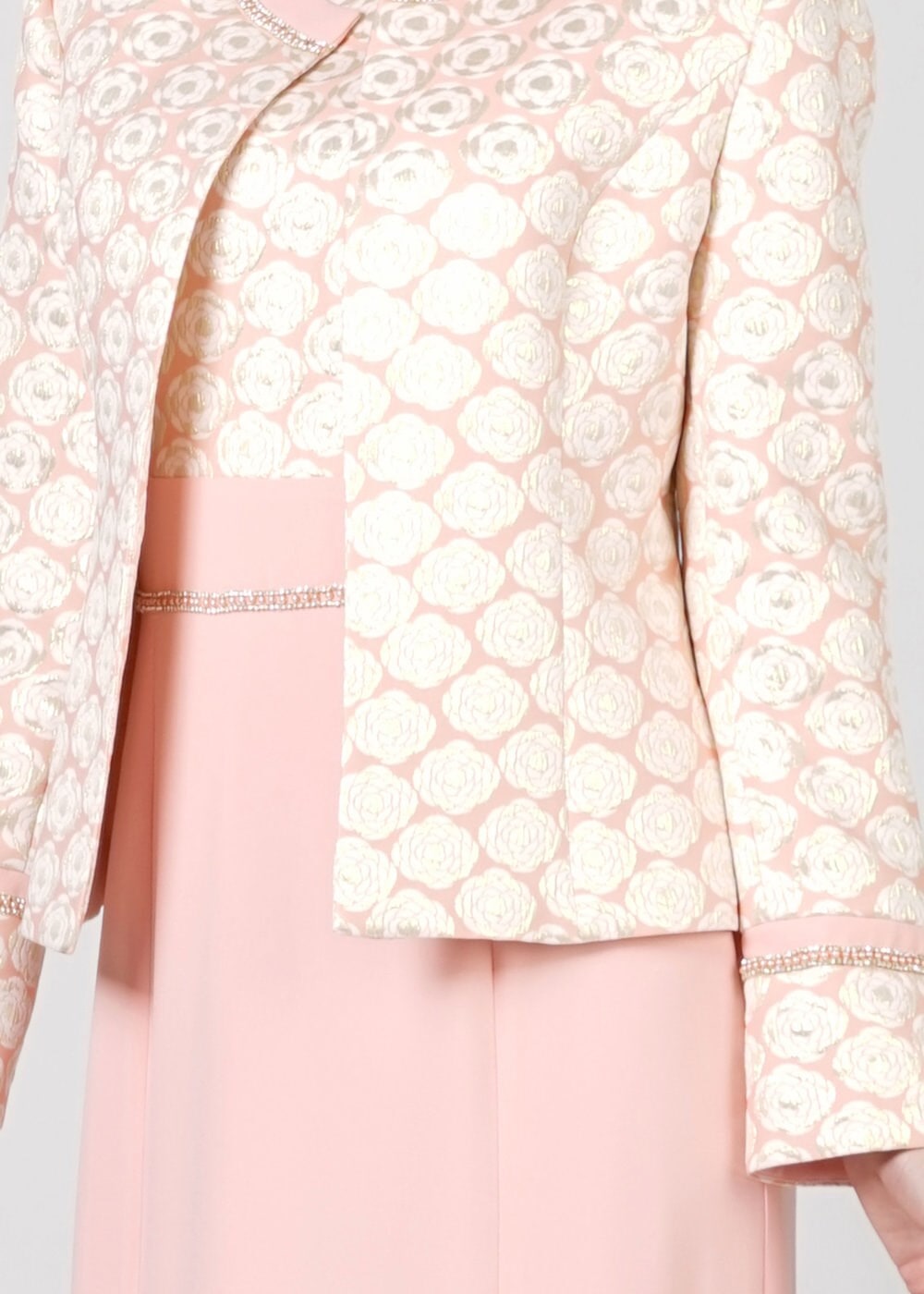 Tesettür giyim PUDRA ÇİÇEK DESENLİ İKİLİ ELBİSELİ TAKIM 3143