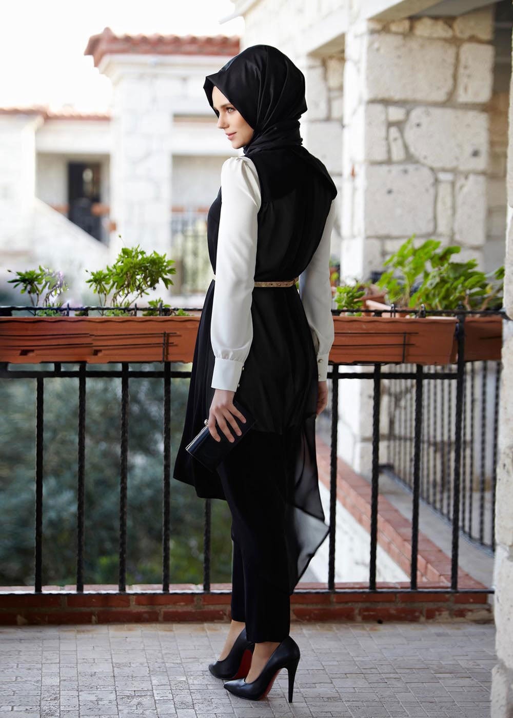 Tesettür giyim SİYAH 3090P Farah Tesettür Pnt Tkm