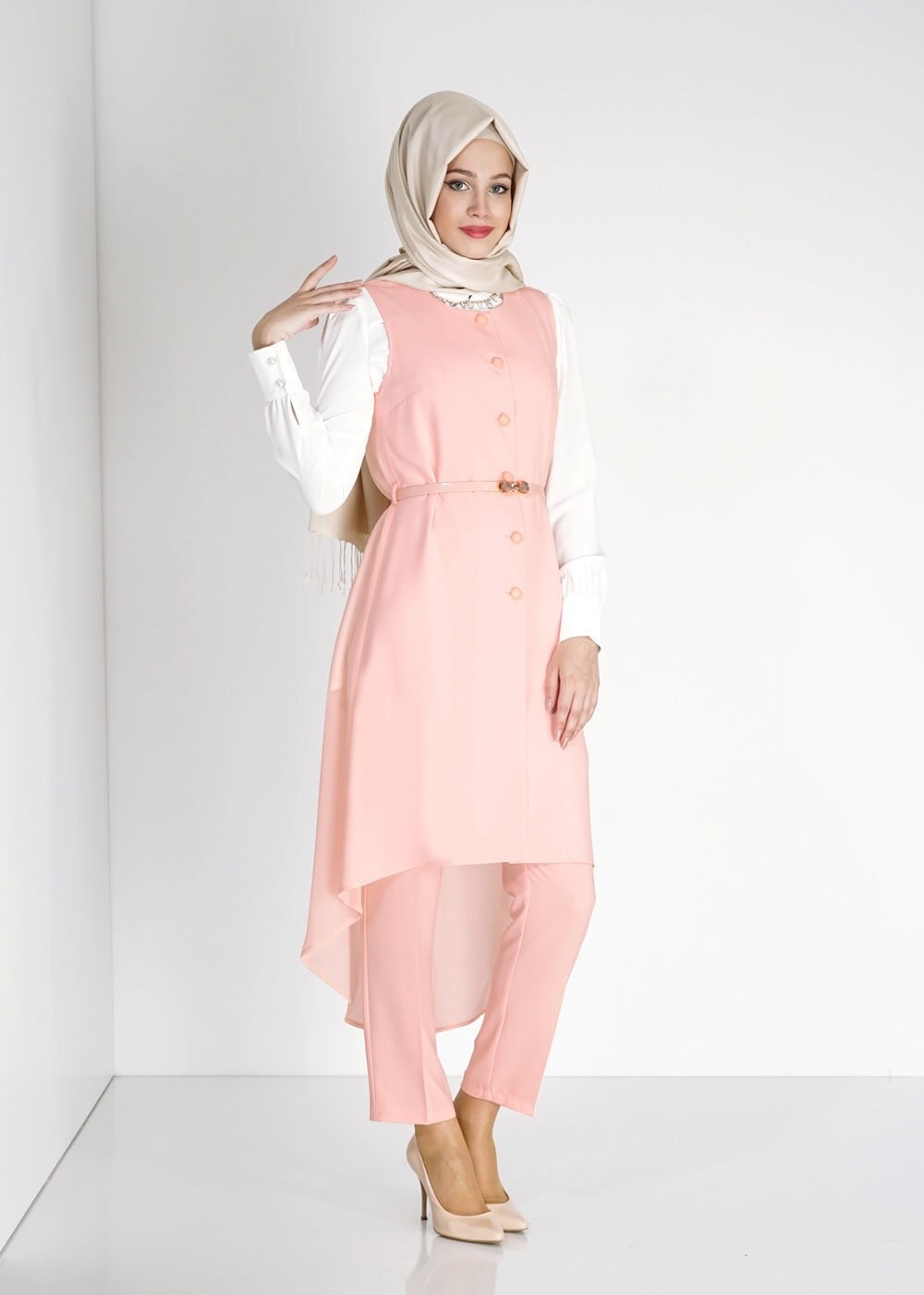 Tesettür giyim PUDRA 3090P Farah Tesettür Pnt Tkm