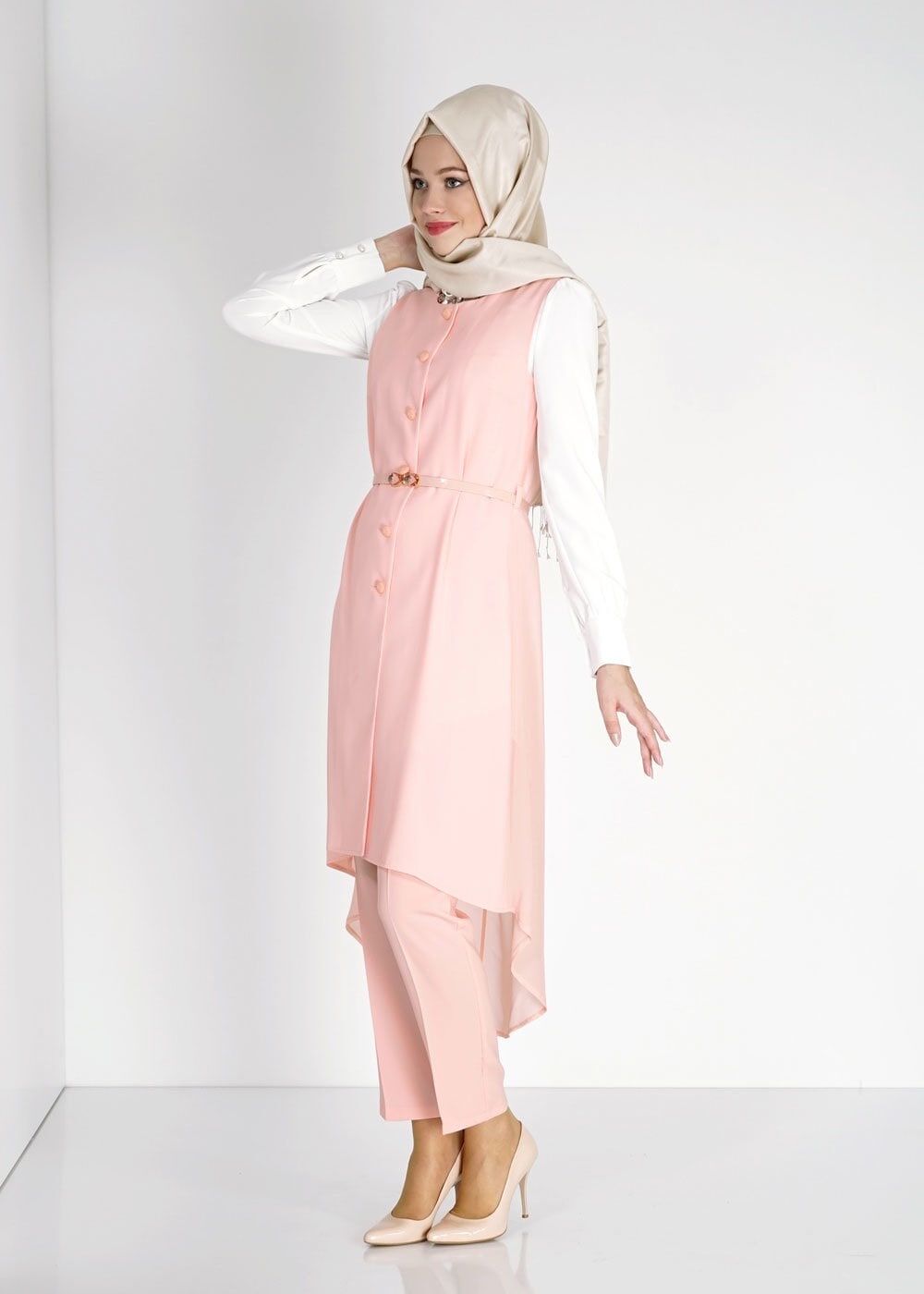 Tesettür giyim PUDRA 3090P Farah Tesettür Pnt Tkm