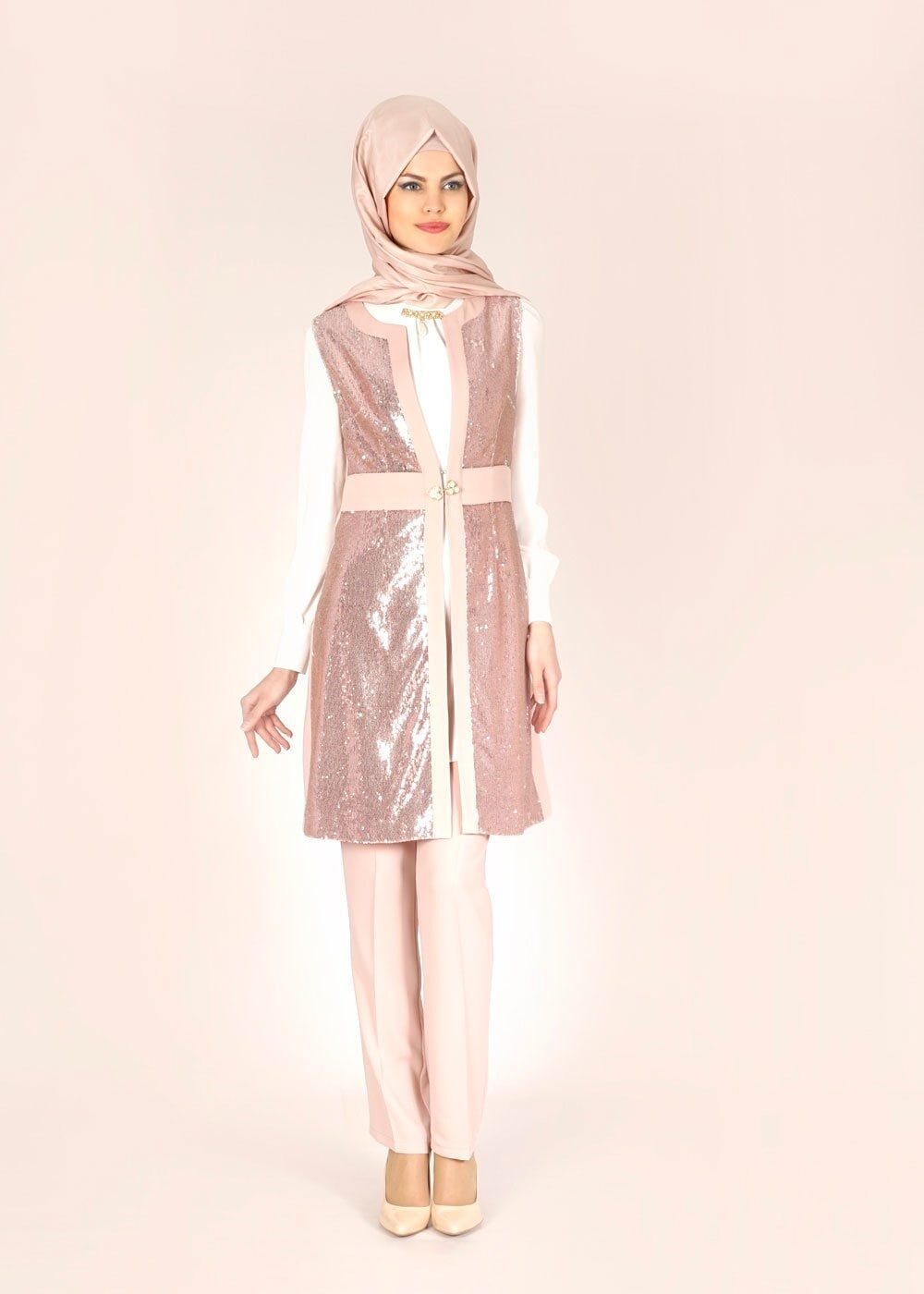 Tesettür giyim PUDRA 3102P PUL PAYET 1188 3LÜ PNT.TKM 38/44