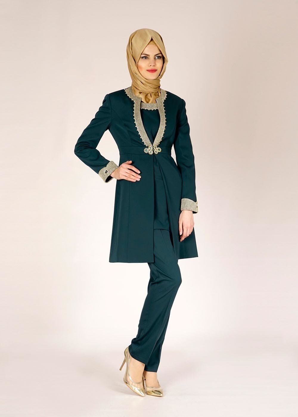 Tesettür giyim YEŞİL 3116P ELİTE 11620 3LÜ PNT.TKM 40/48 TEK44