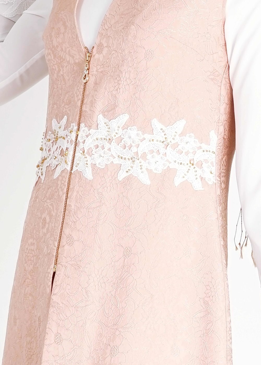 Tesettür giyim PUDRA İŞLEME DETAYLI FERMUARLI İKİLİ PANTOLONLU TAKIM 3119P