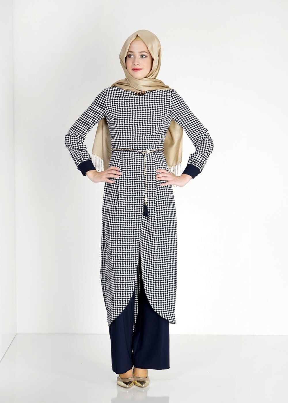 Tesettür giyim LACİVERT 3123P Como Emt 2li Tesettür Pnt Takım