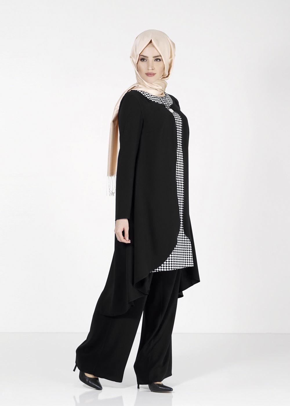 Tesettür giyim SİYAH 3124P Como Emp.Tesettür  2Lİ Pnt.Tkm