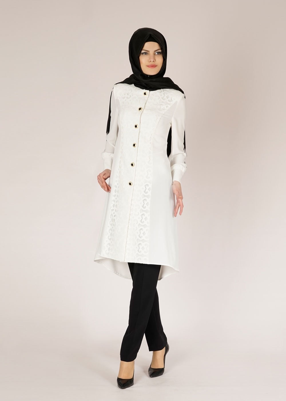 Tesettür giyim BEYAZ 3127P New Loren 2Lİ Tesettür Pnt.Tkm