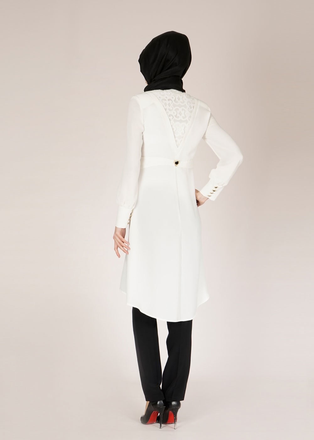 Tesettür giyim BEYAZ 3127P New Loren 2Lİ Tesettür Pnt.Tkm