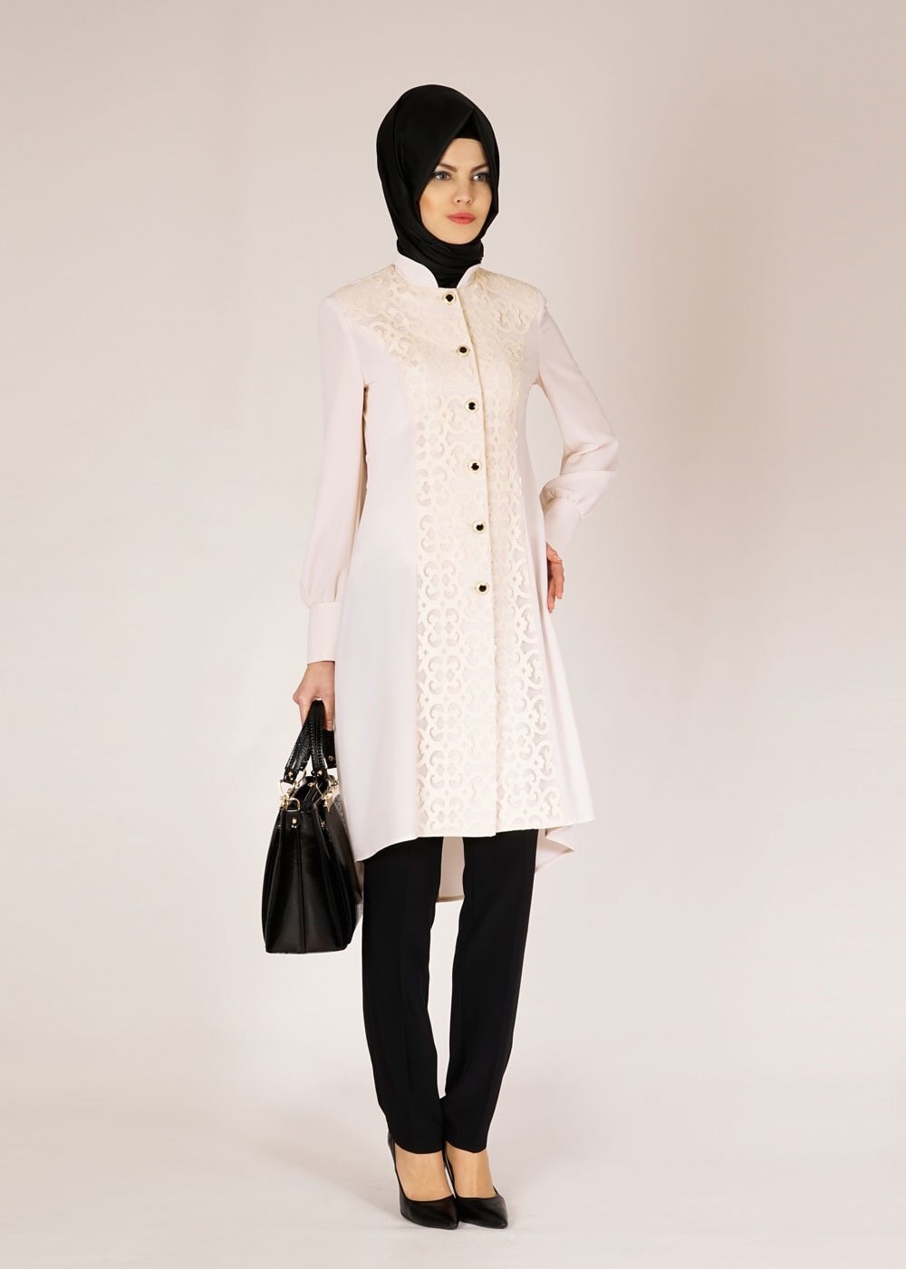 Tesettür giyim EKRU 3127P New Loren 2Lİ Tesettür Pnt.Tkm