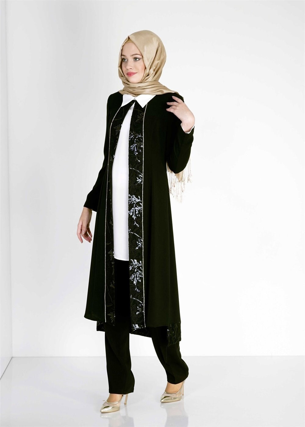 Tesettür giyim SİYAH 3134 3Lü Tesettür  Pnt.Tkm