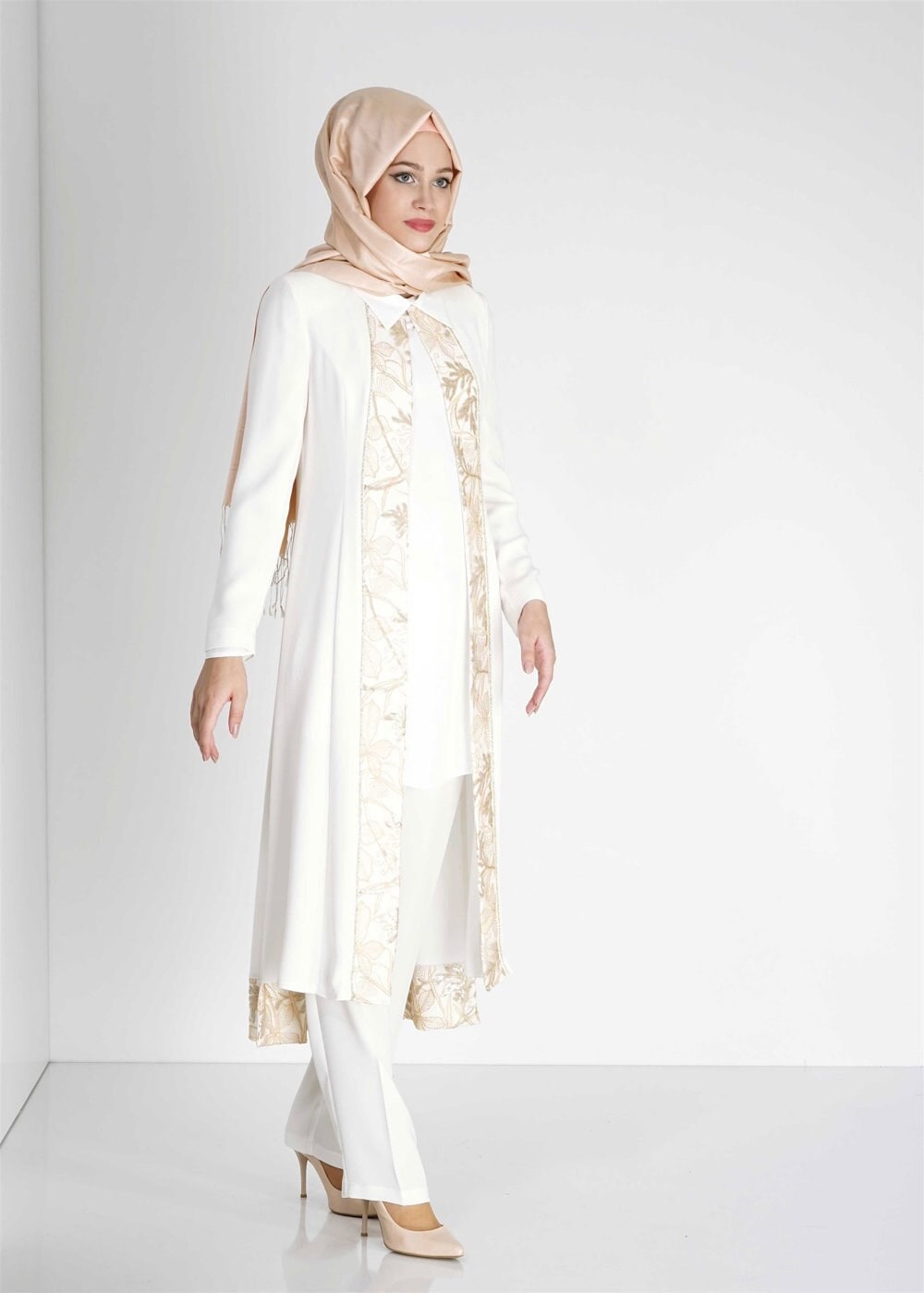 Tesettür giyim BEYAZ 3134 3Lü Tesettür  Pnt.Tkm