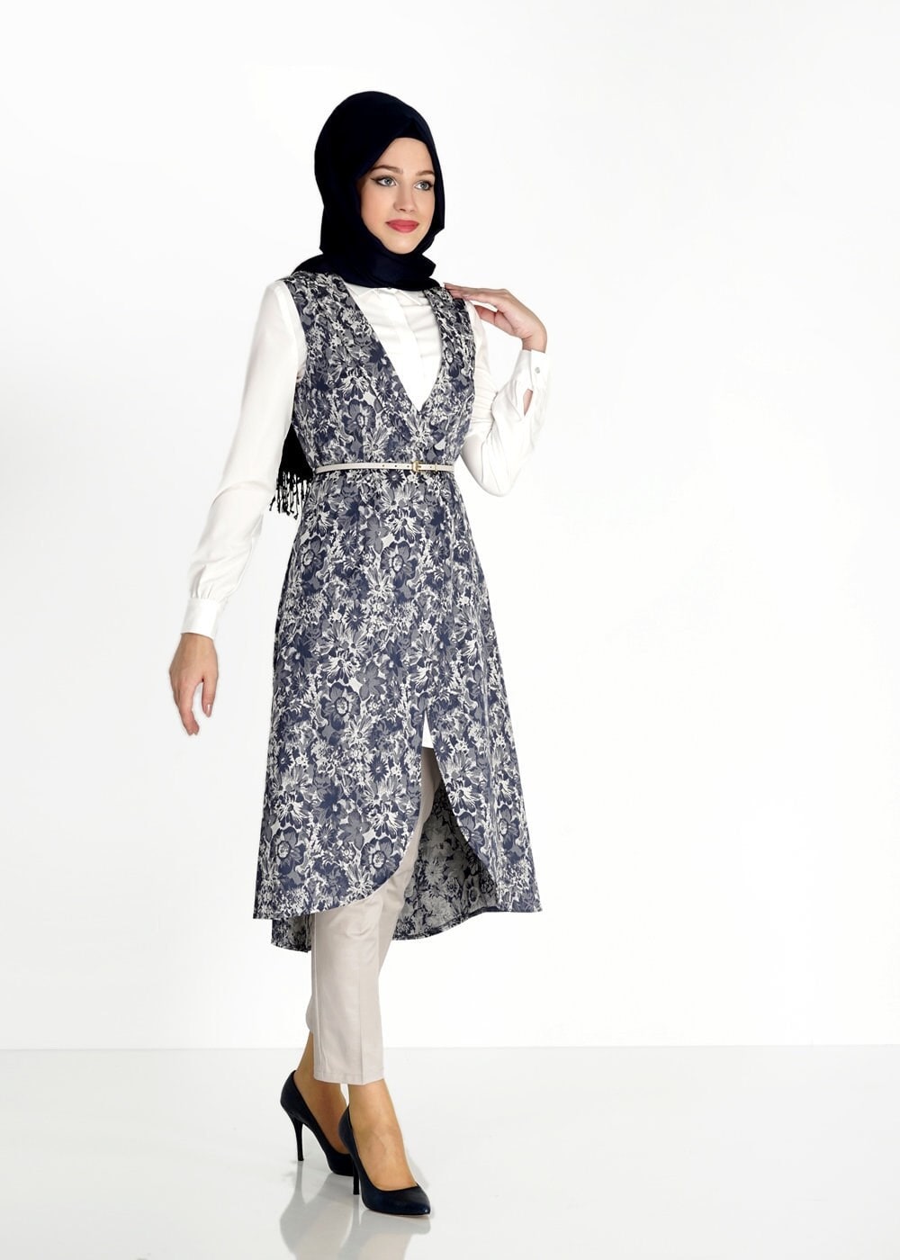 Tesettür giyim LACİVERT 3&prime;LÜ PANTOLONLU TAKIM 4668