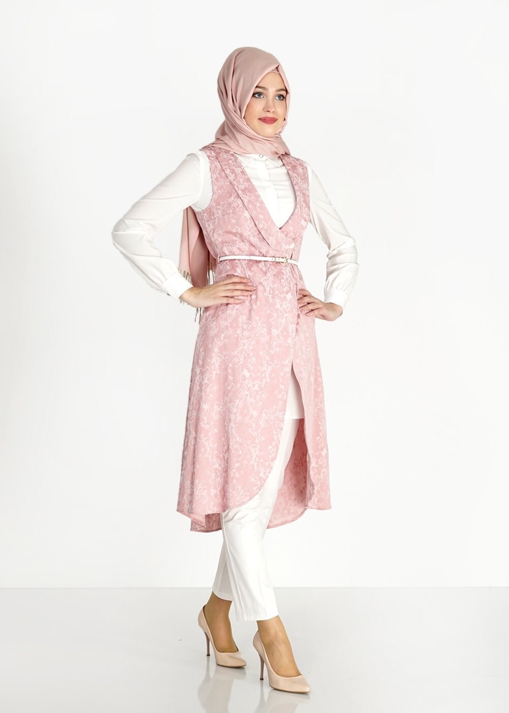 Tesettür giyim PUDRA 3&prime;LÜ PANTOLONLU TAKIM 4668