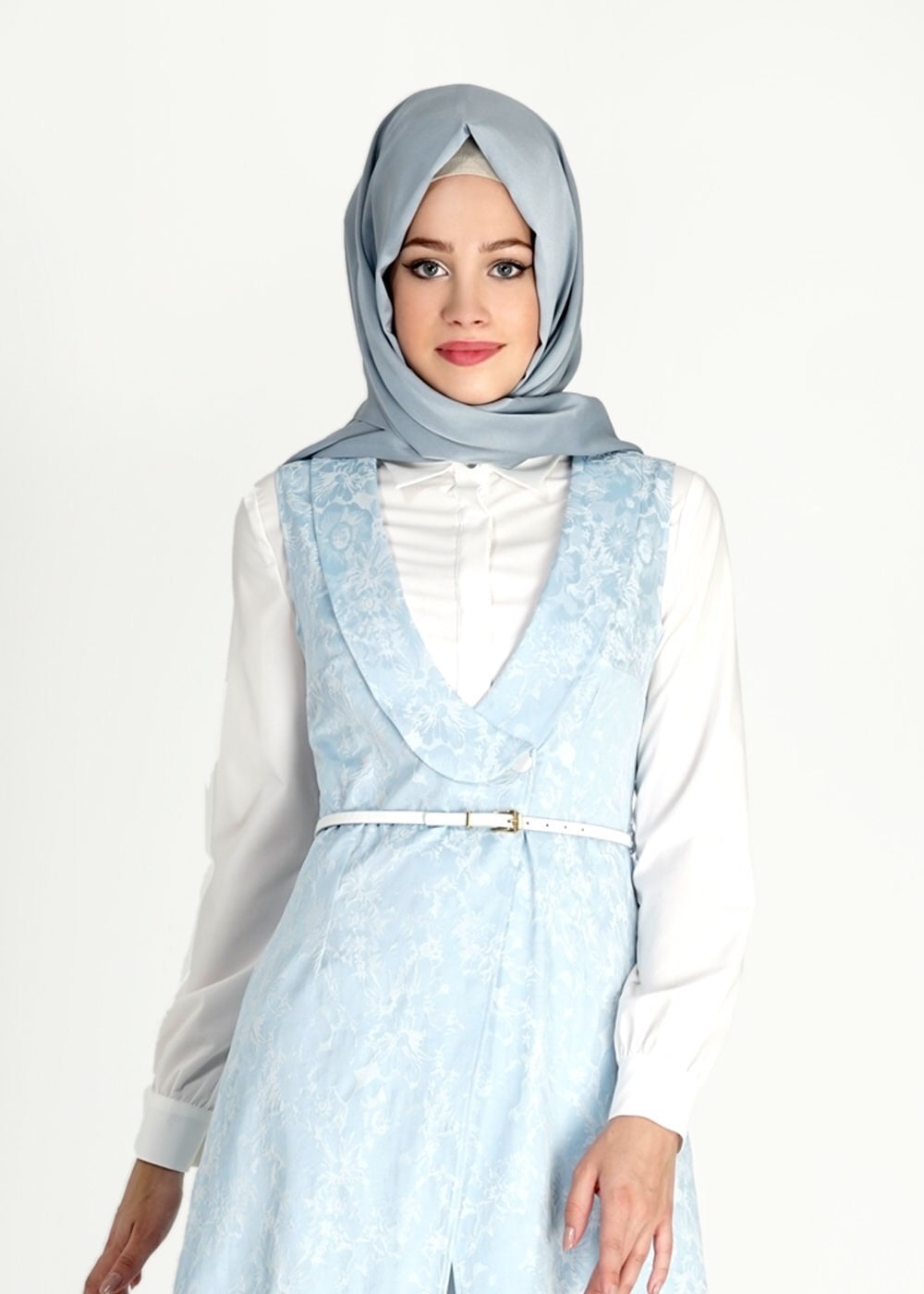 Tesettür giyim MAVİ 3&prime;LÜ PANTOLONLU TAKIM 4668