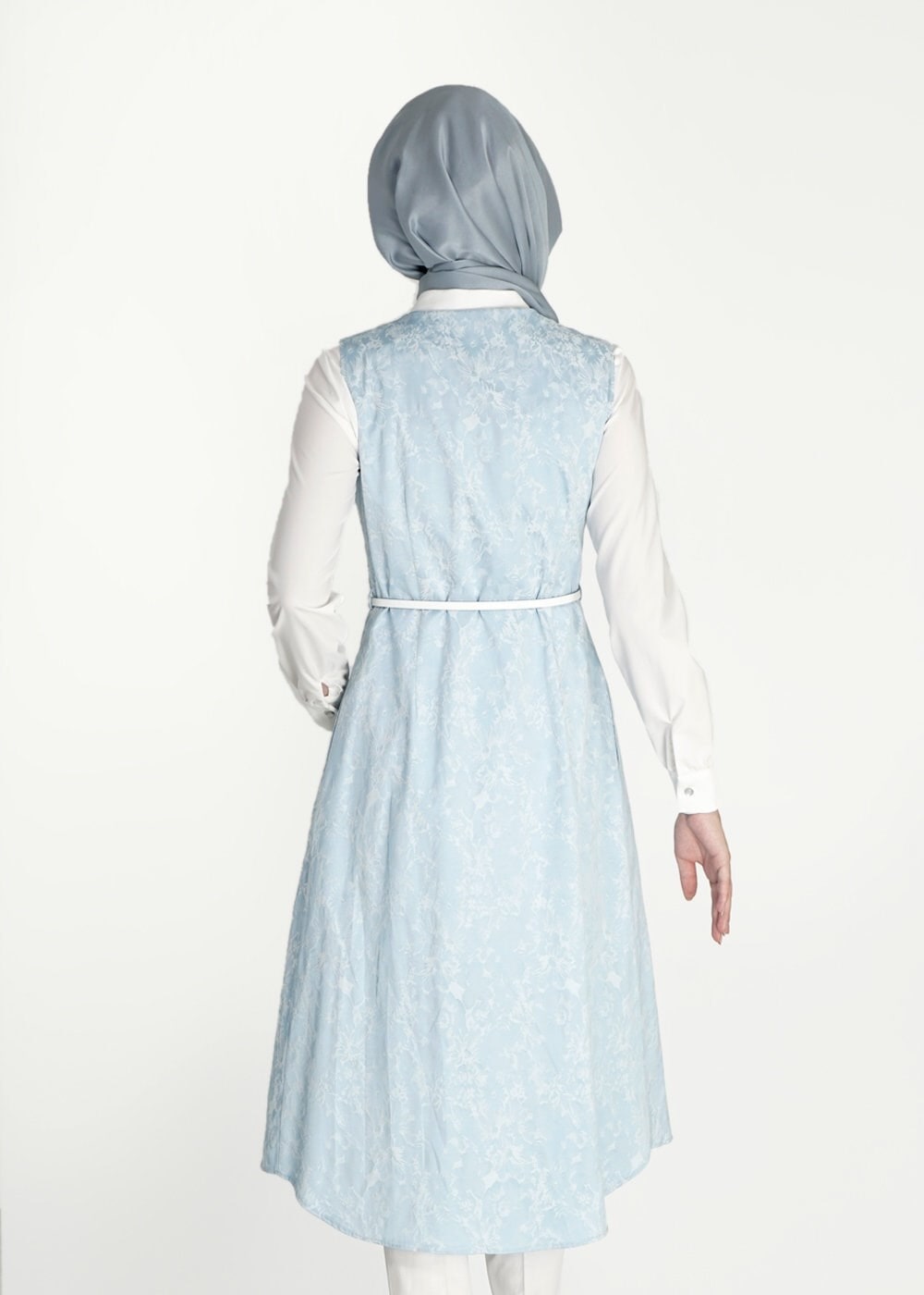 Tesettür giyim MAVİ 3&prime;LÜ PANTOLONLU TAKIM 4668