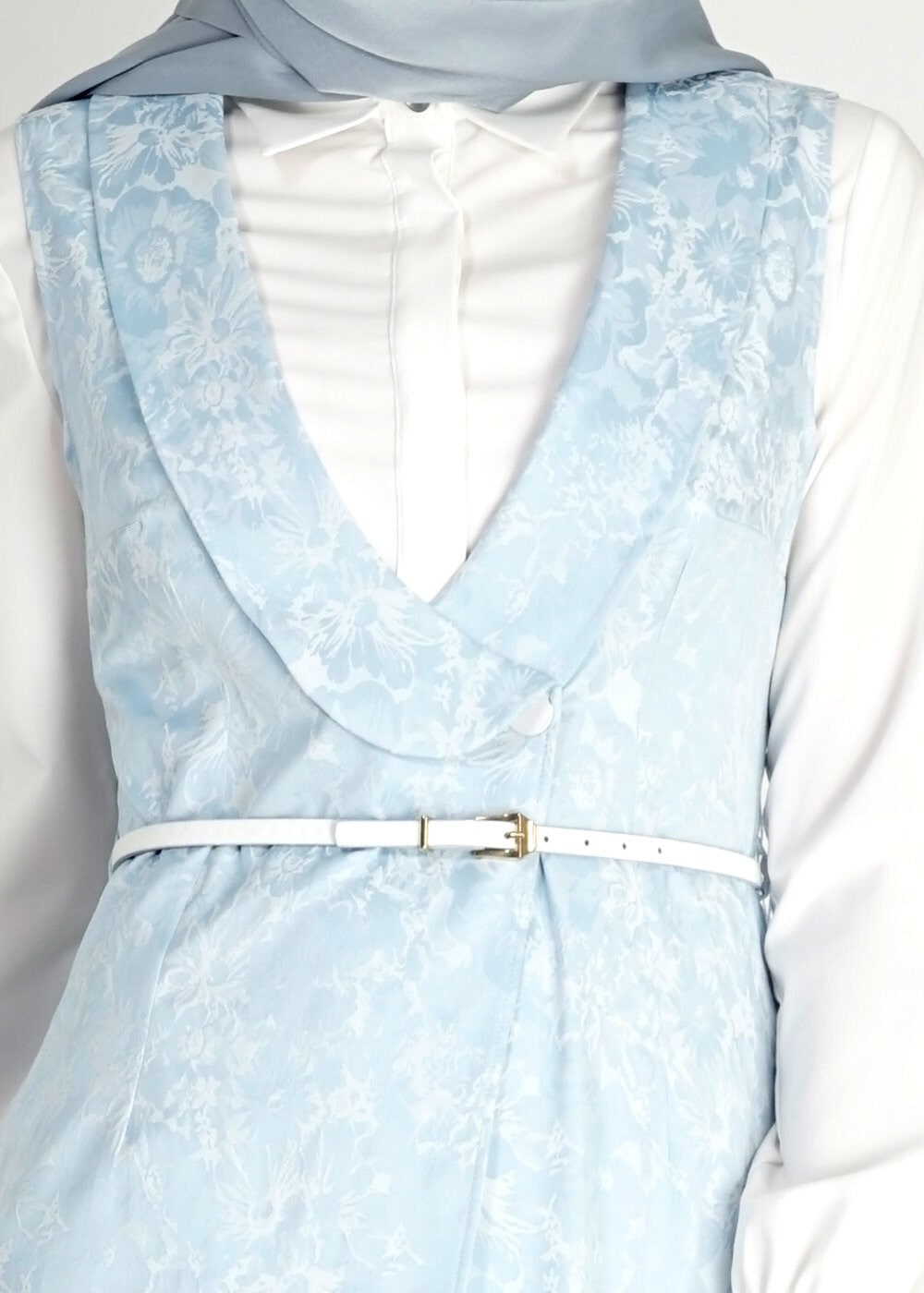 Tesettür giyim MAVİ 3&prime;LÜ PANTOLONLU TAKIM 4668