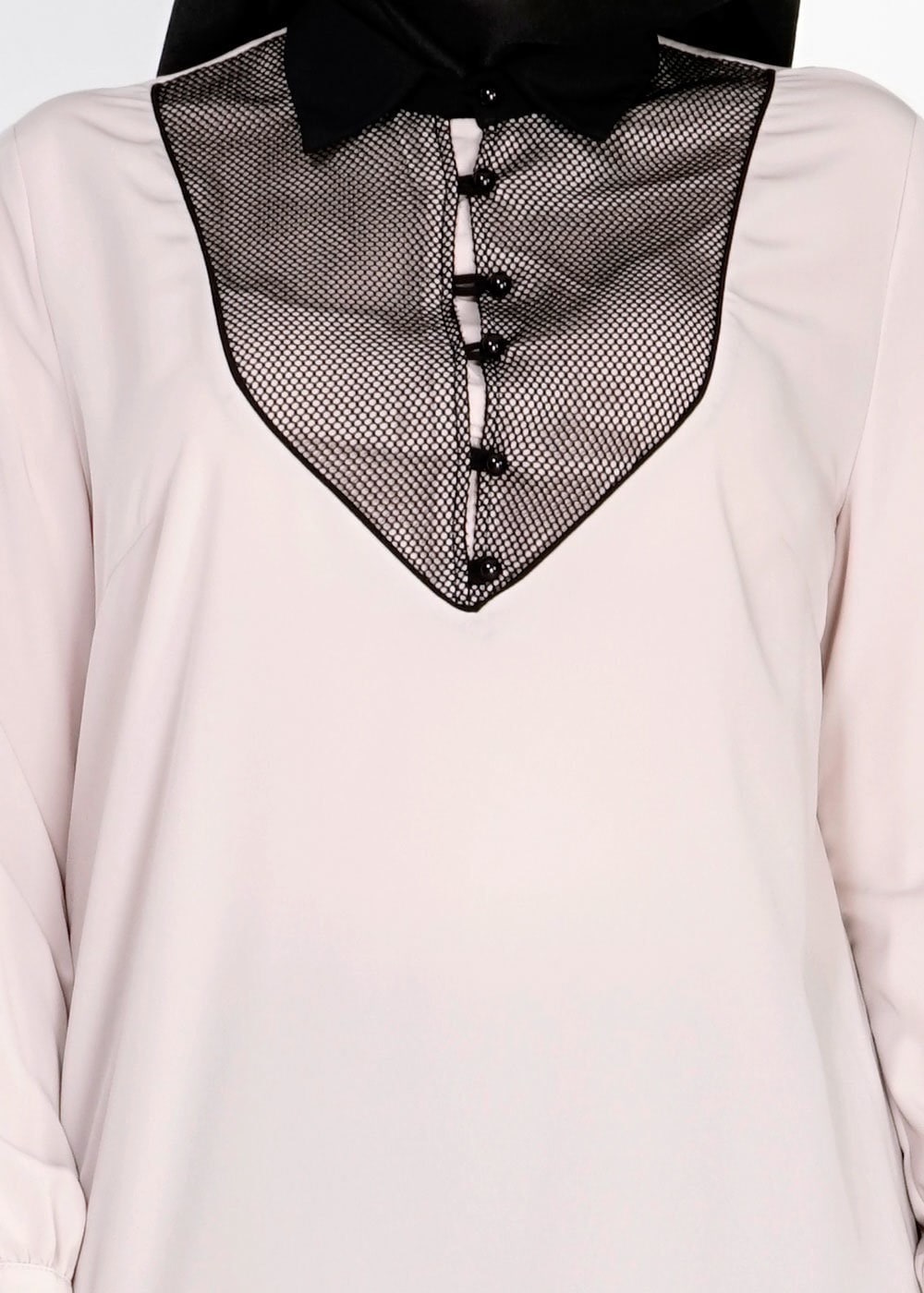 Tesettür giyim BEJ FİLE DETAYLI TUNİK 2462