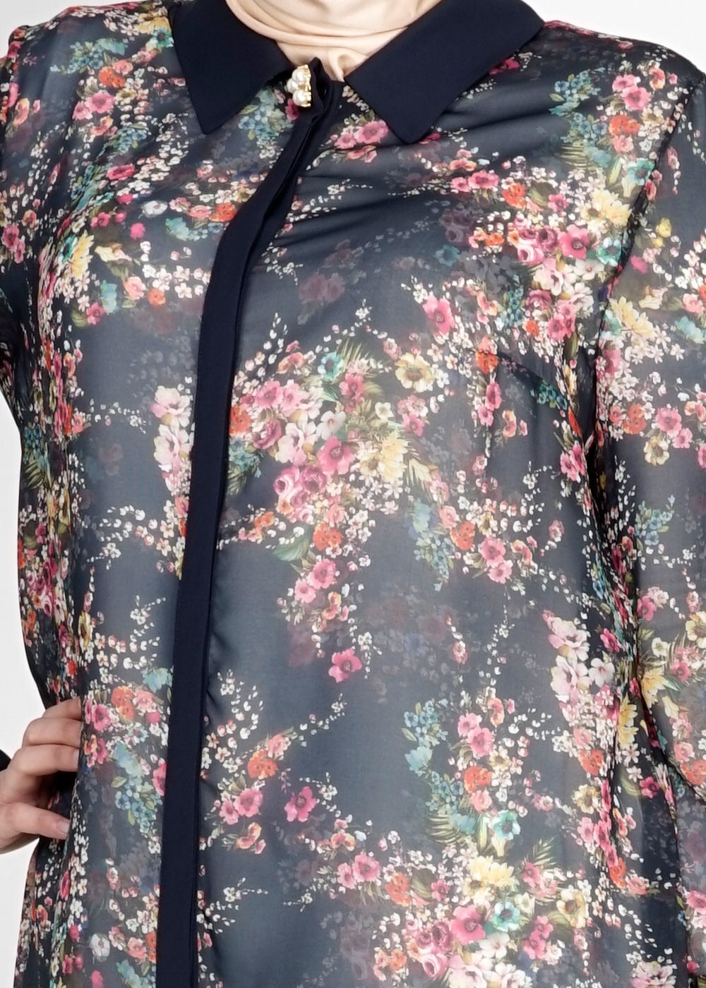 Tesettür giyim LACİVERT DESENLİ TUNİK 2464