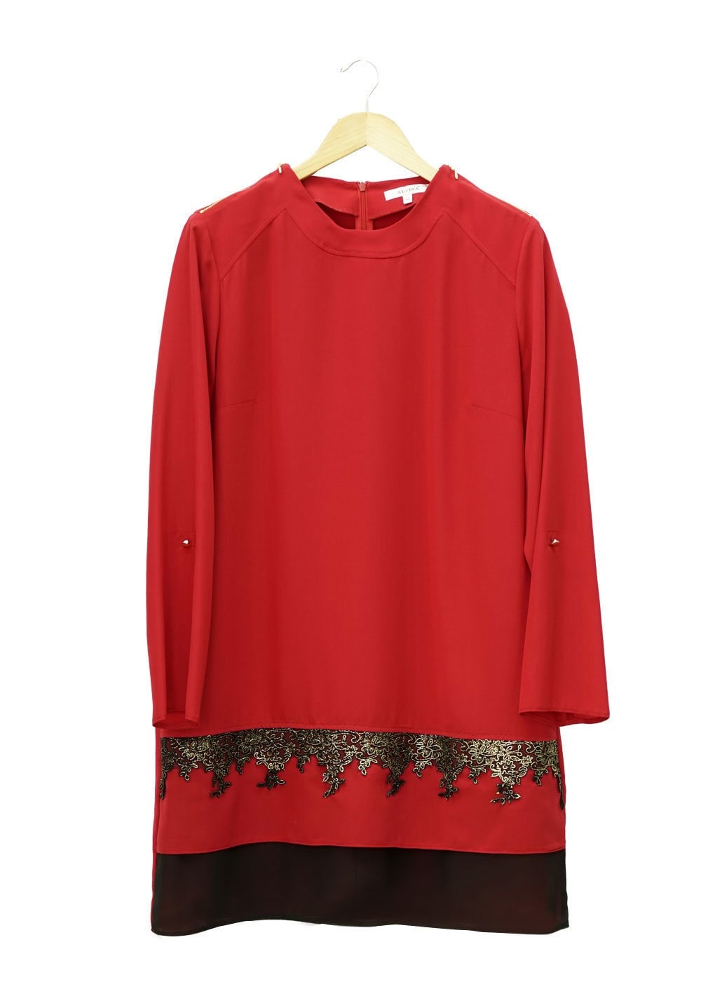 Tesettür giyim BORDO İŞLEME DETAYLI TUNİK 2476