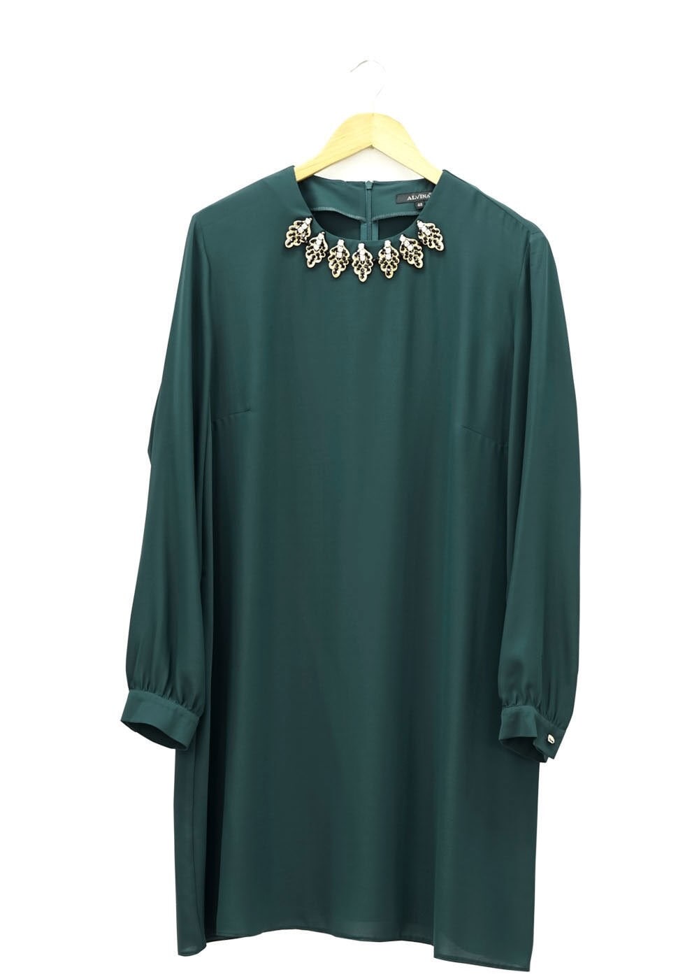 Tesettür giyim YEŞİL TAŞ İŞLEME DETAYLI TUNİK 2477