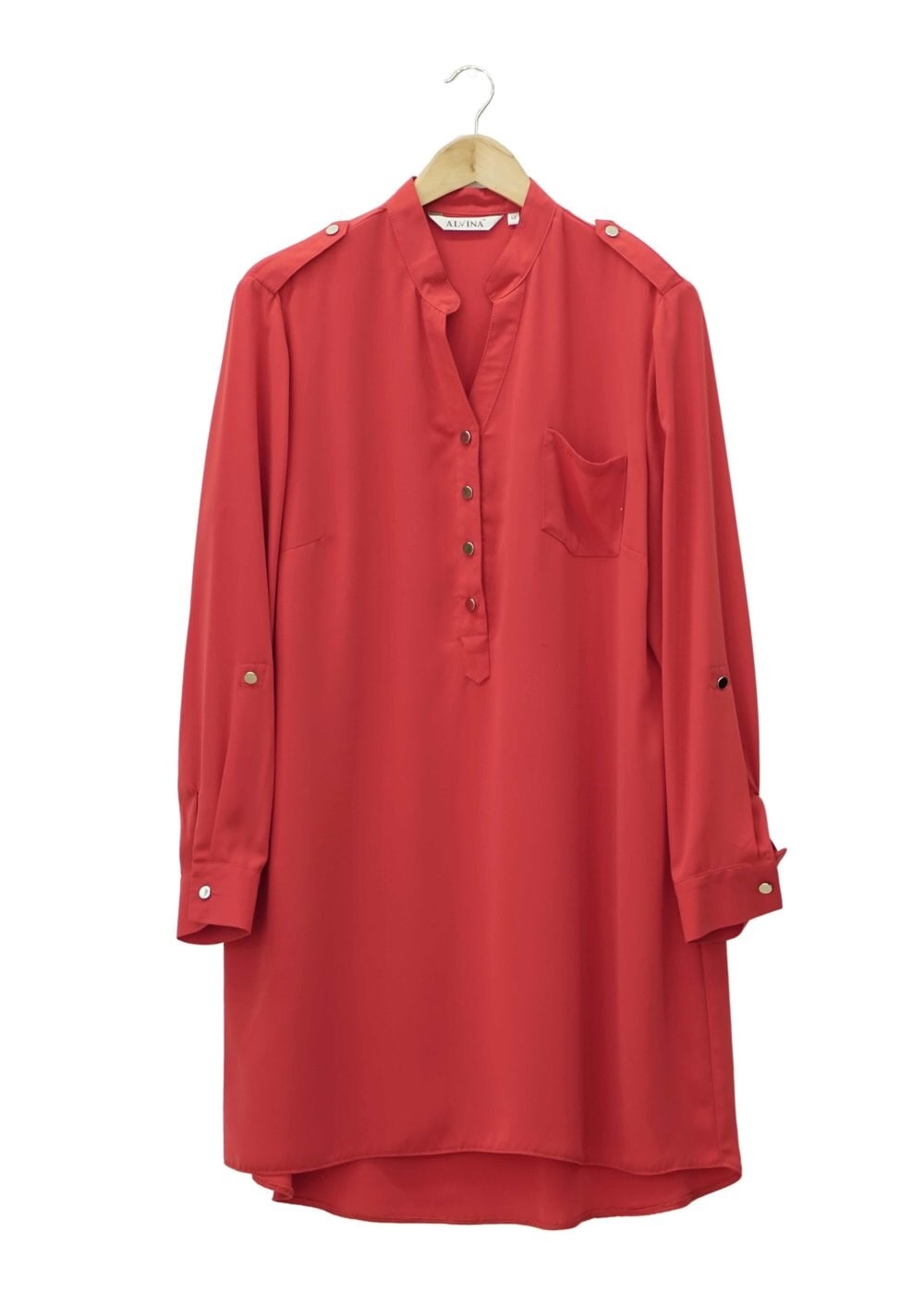 Tesettür giyim KIRMIZI DÜĞME DETAYLI TUNİK 2478 