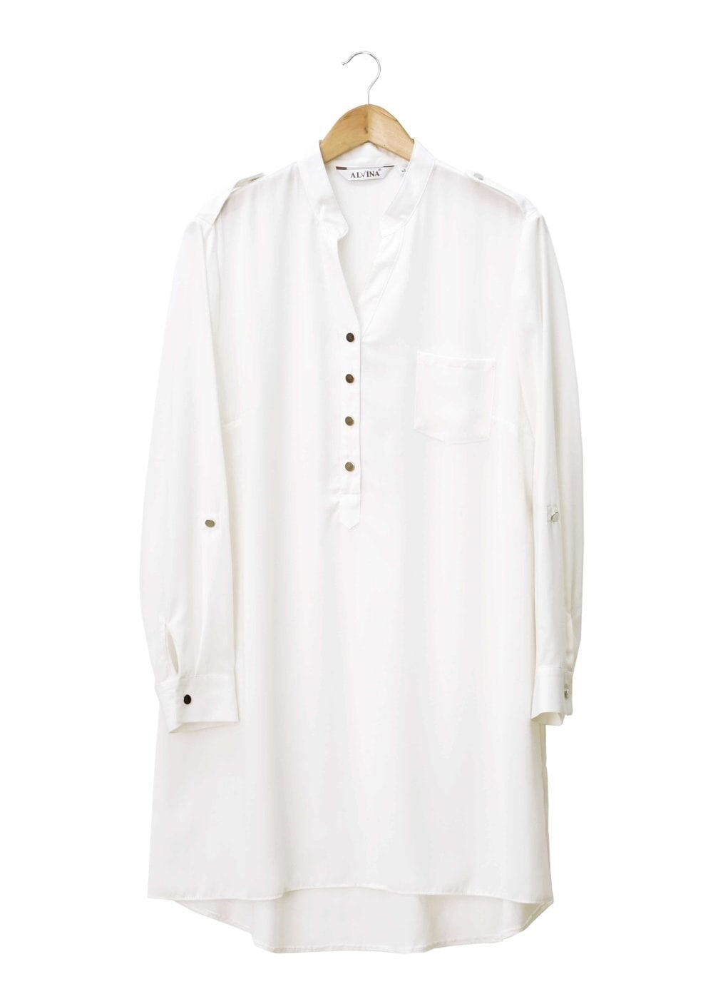 Tesettür giyim BEYAZ DÜĞME DETAYLI TUNİK 2478 