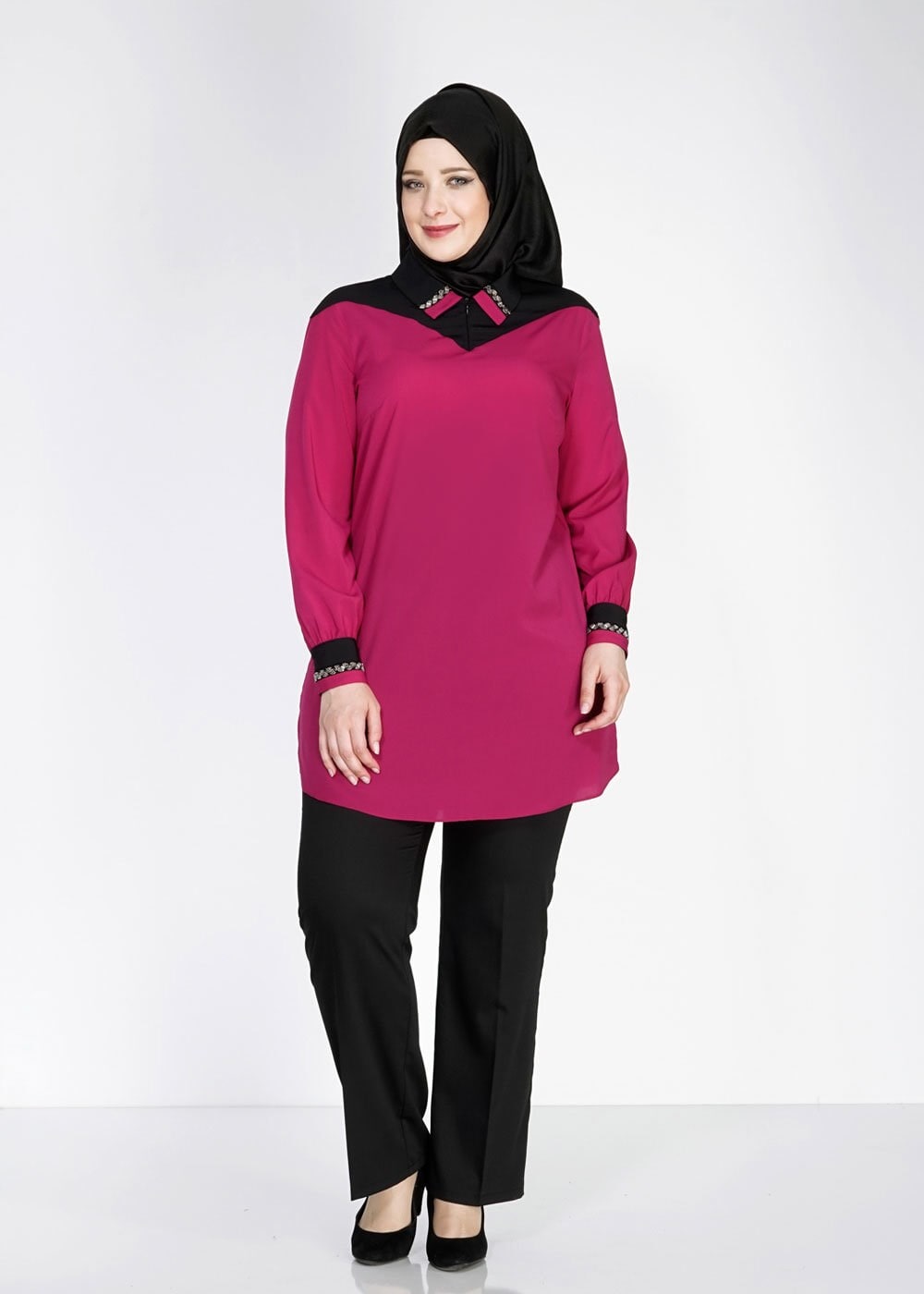 Hijab clothing PURPLE SHIRT COLLAR MODEST TUNIC  2483