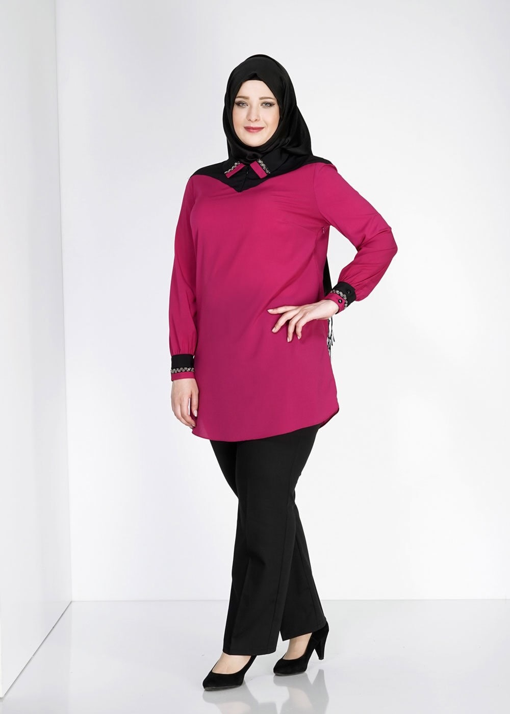 Hijab clothing PURPLE SHIRT COLLAR MODEST TUNIC  2483