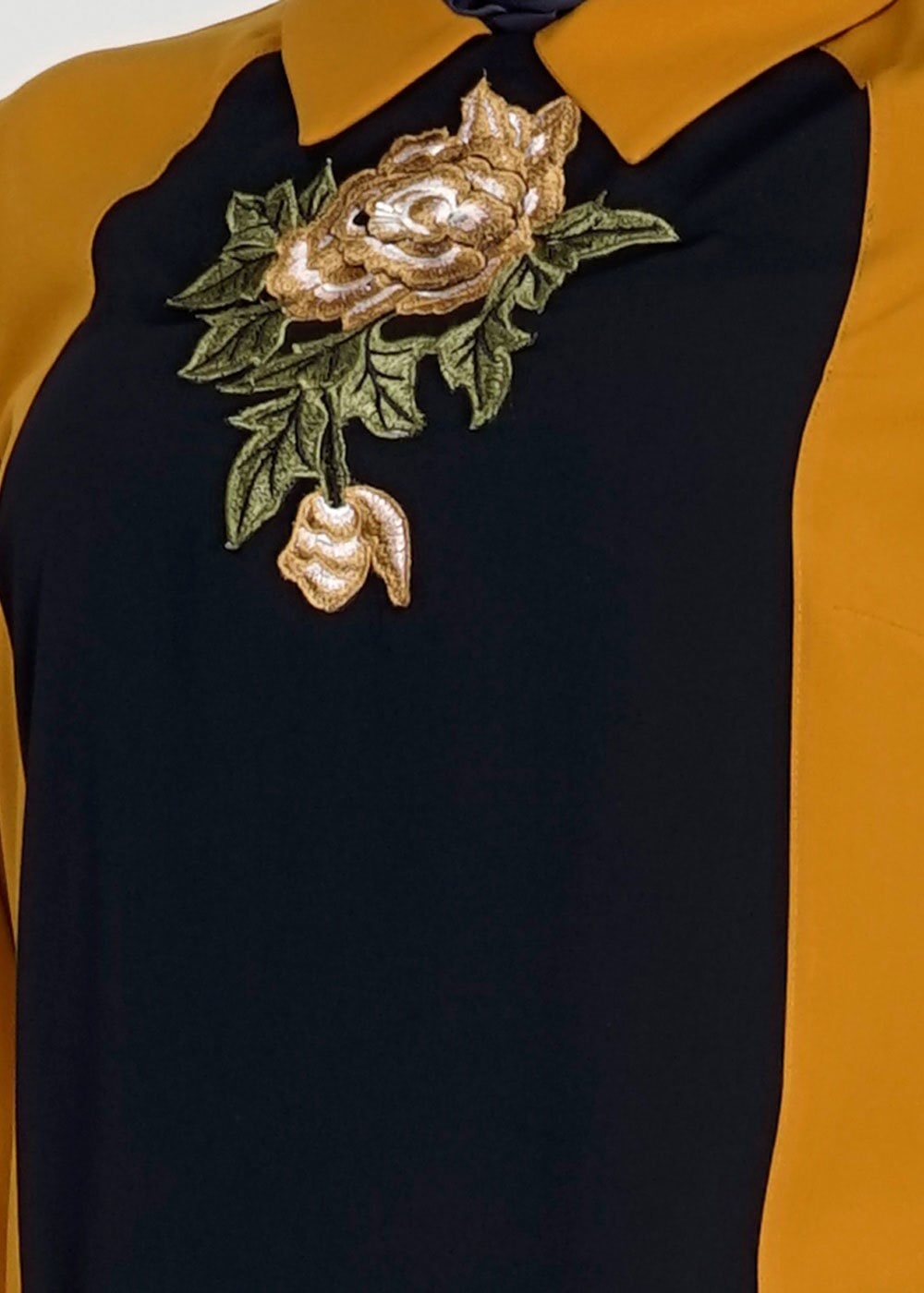 Tesettür giyim SARI ÇİÇEK NAKIŞLI TUNİK 2486