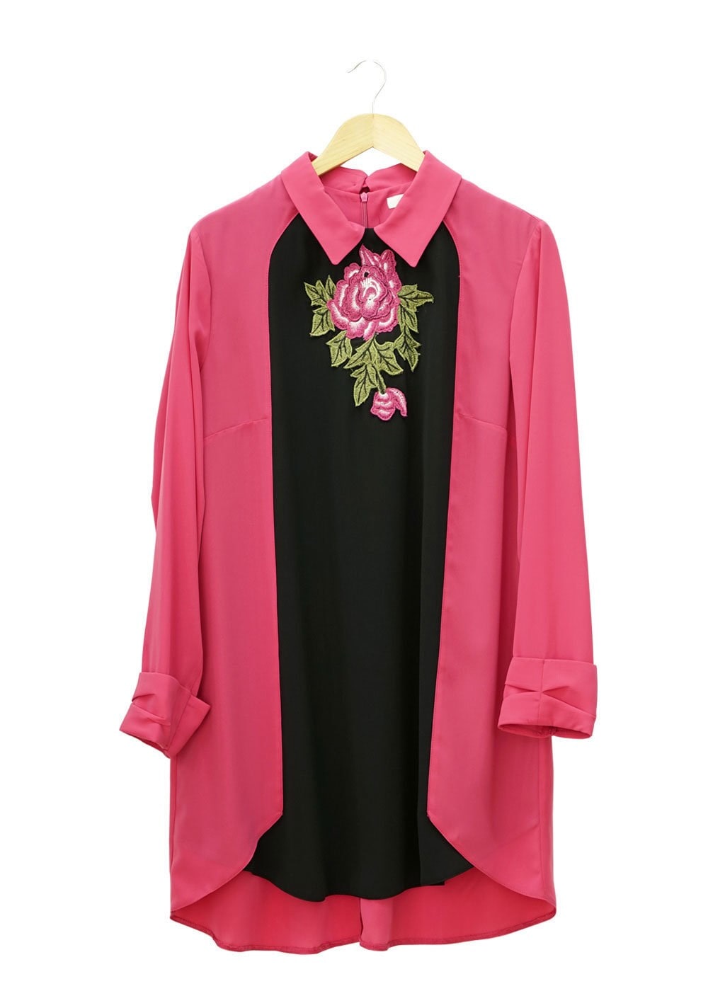 Tesettür giyim FUŞYA ÇİÇEK NAKIŞLI TUNİK 2486