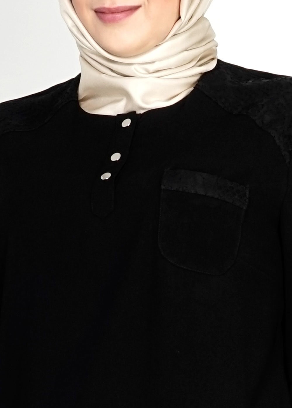 Tesettür giyim SİYAH CEP DETAYLI TUNİK 2488