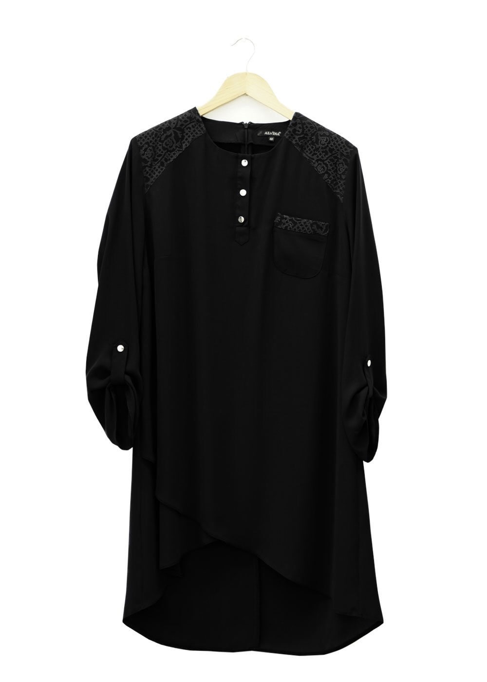 Tesettür giyim SİYAH CEP DETAYLI TUNİK 2488