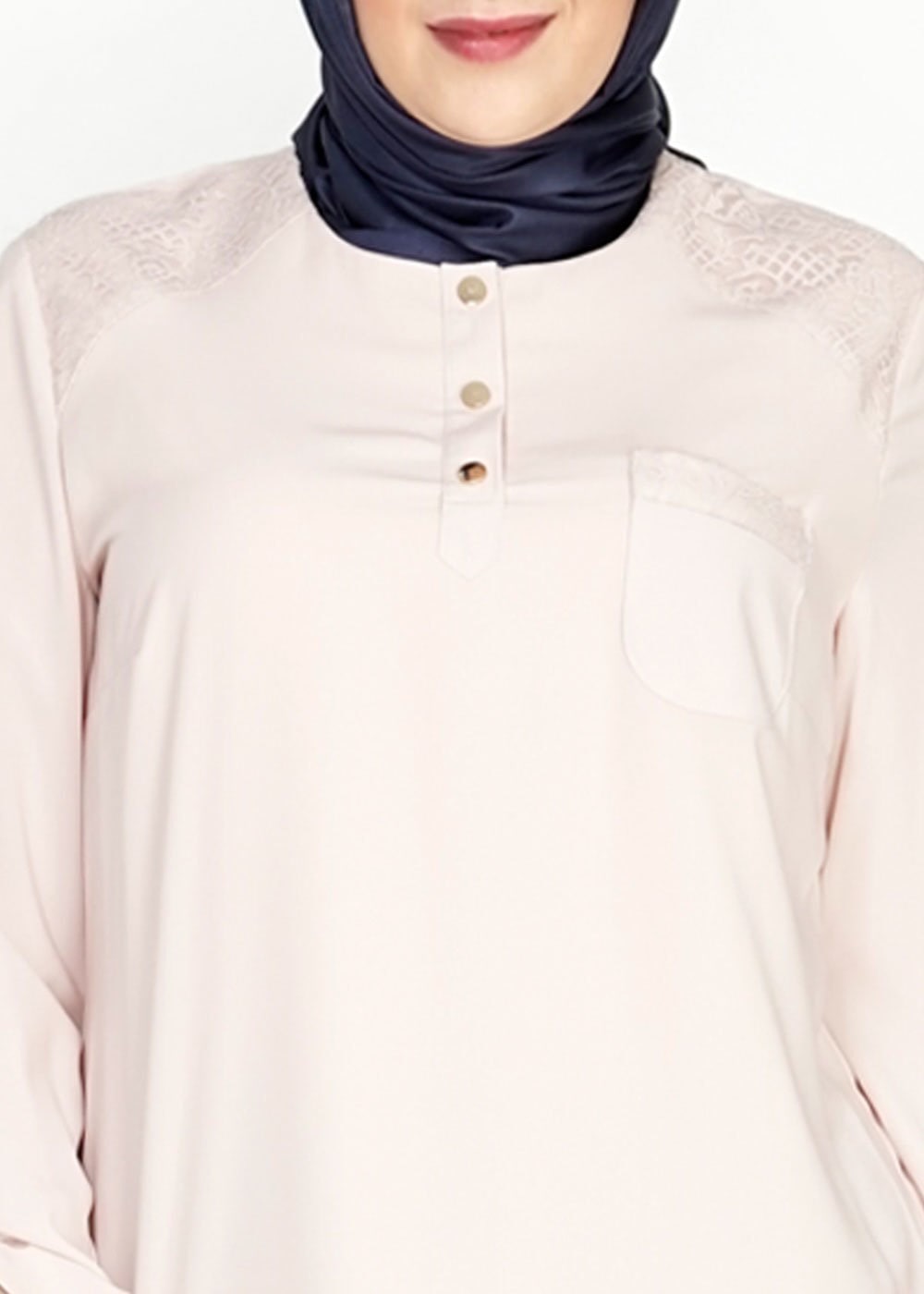 Tesettür giyim PUDRA CEP DETAYLI TUNİK 2488