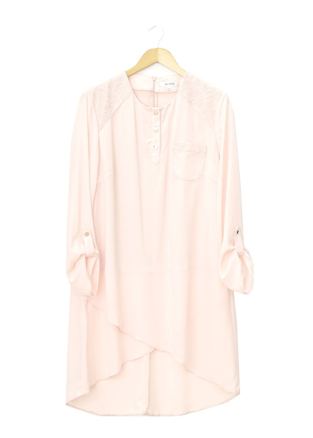 Tesettür giyim PUDRA CEP DETAYLI TUNİK 2488