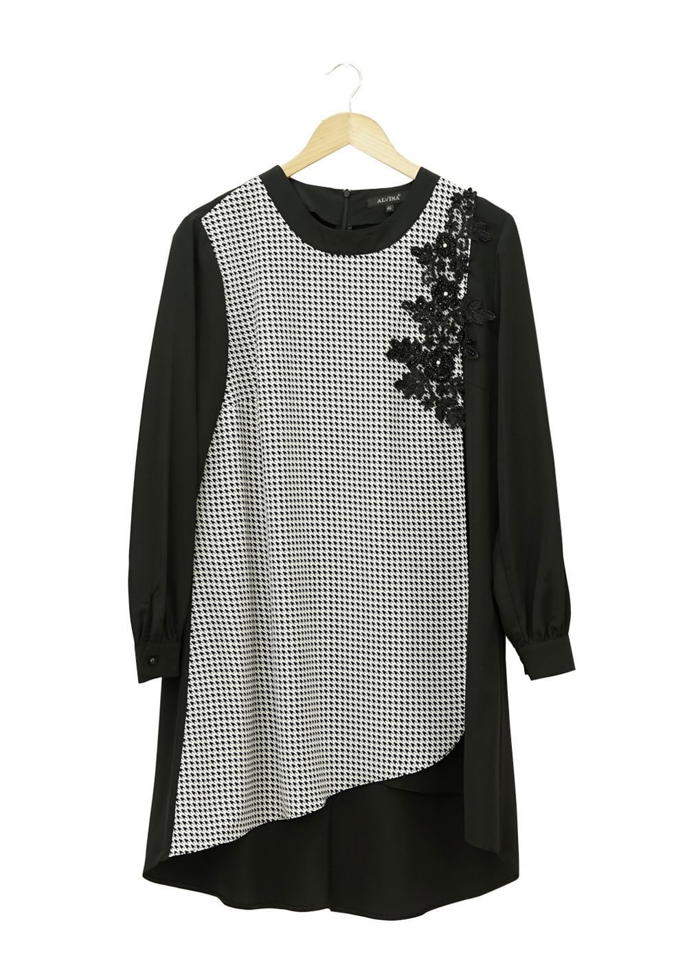 Tesettür giyim SİYAH EKOSE DESENLİ TUNİK 2495 