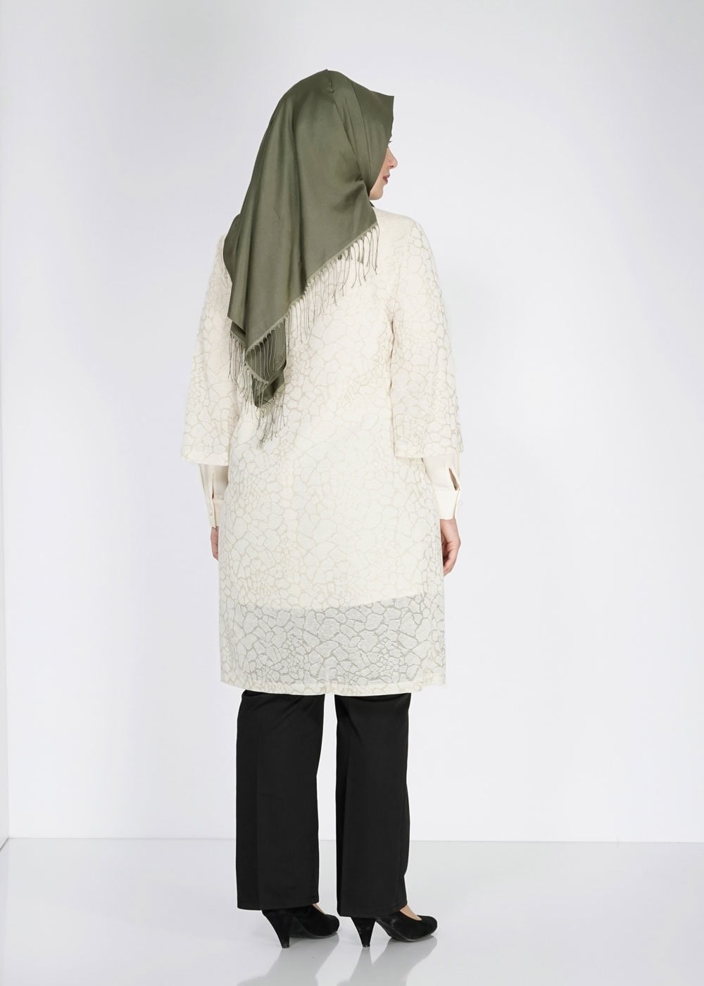 Tesettür giyim BEJ DESENLİ İKİLİ TUNİK 2504