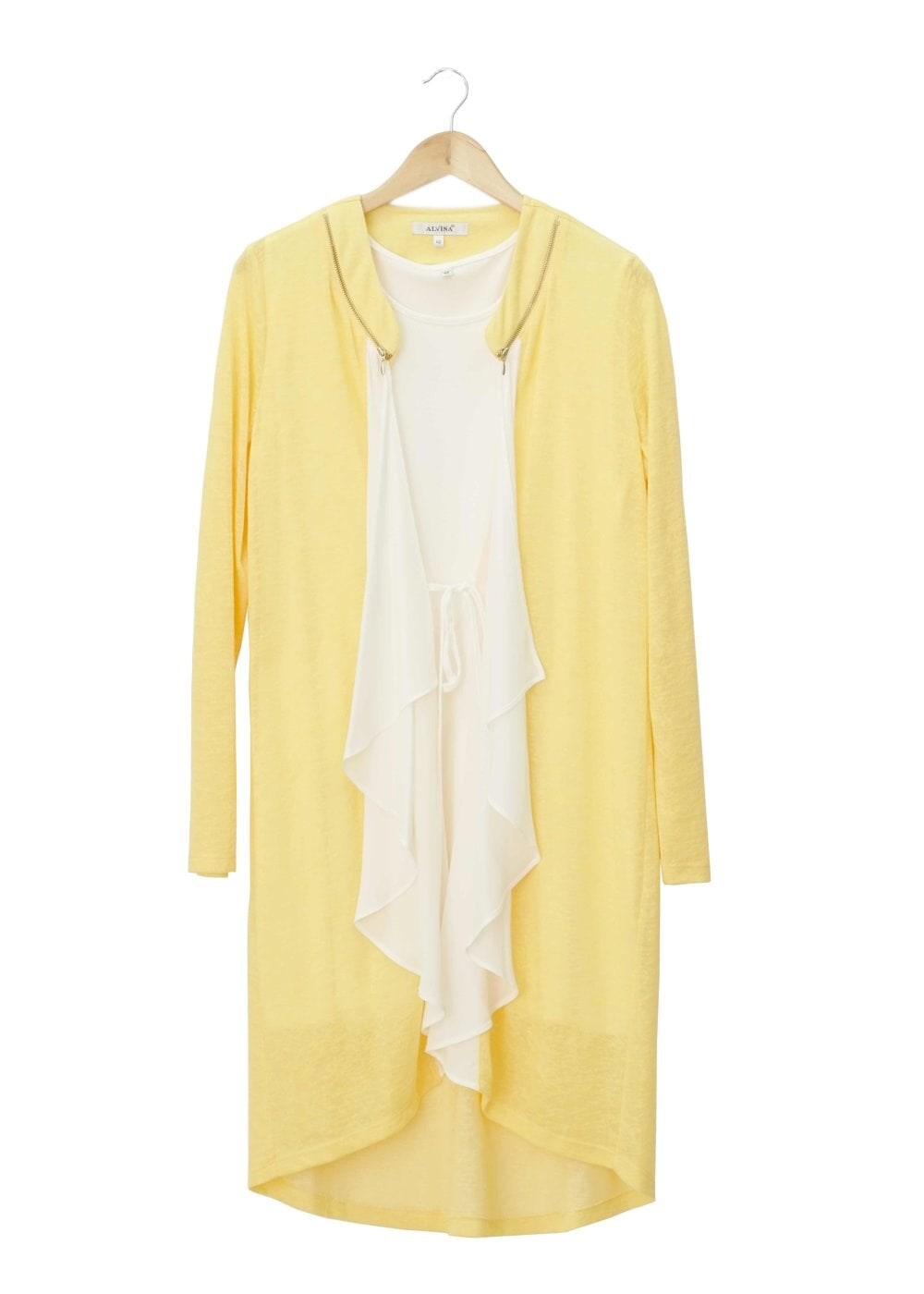 Tesettür giyim SARI FIRFIR DETAYLI İKİLİ TUNİK 2514