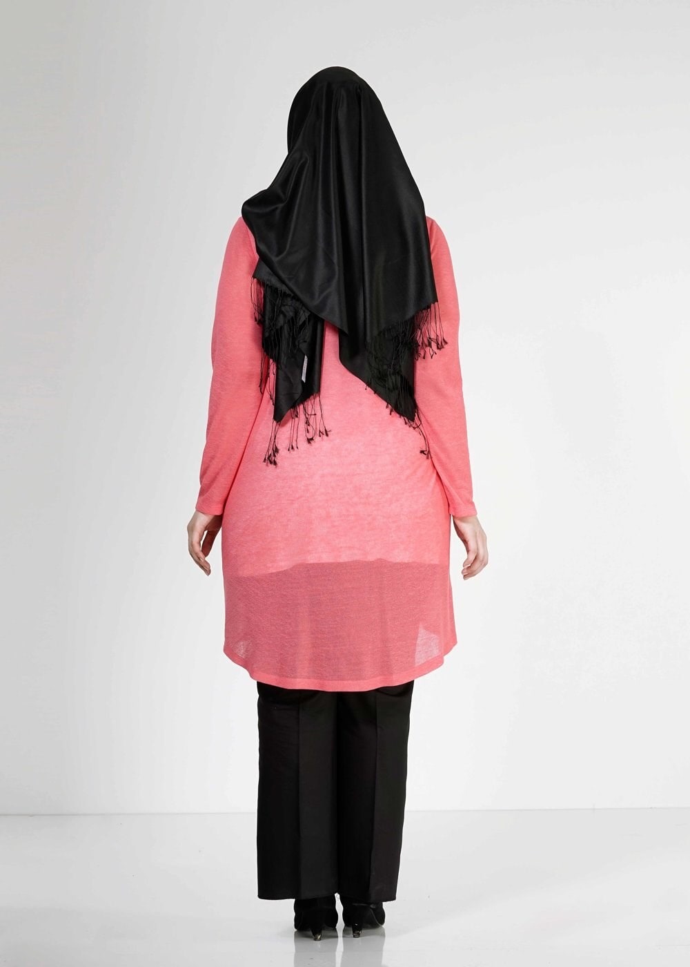 Tesettür giyim MERCAN FIRFIR DETAYLI İKİLİ TUNİK 2514