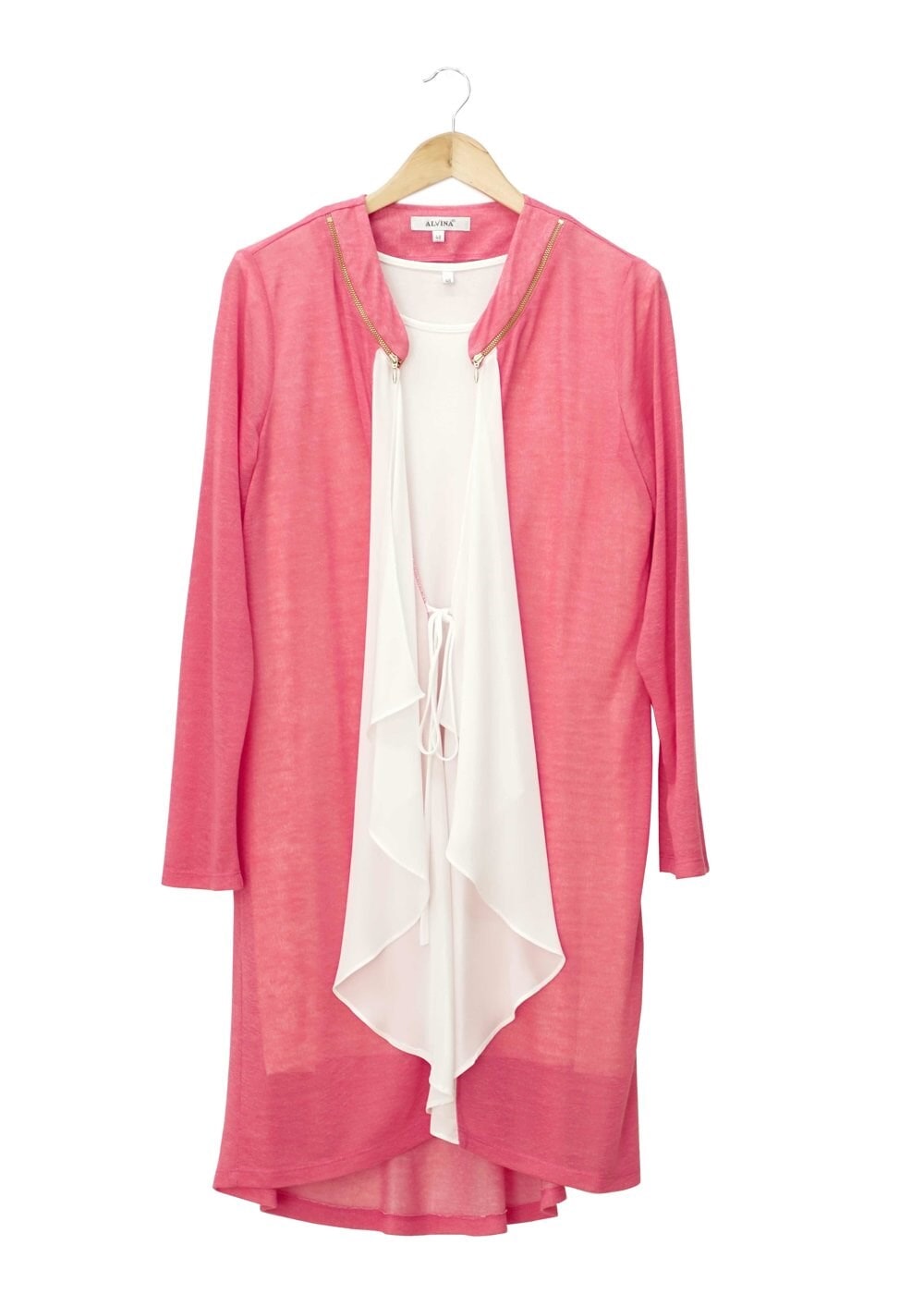 Tesettür giyim MERCAN FIRFIR DETAYLI İKİLİ TUNİK 2514