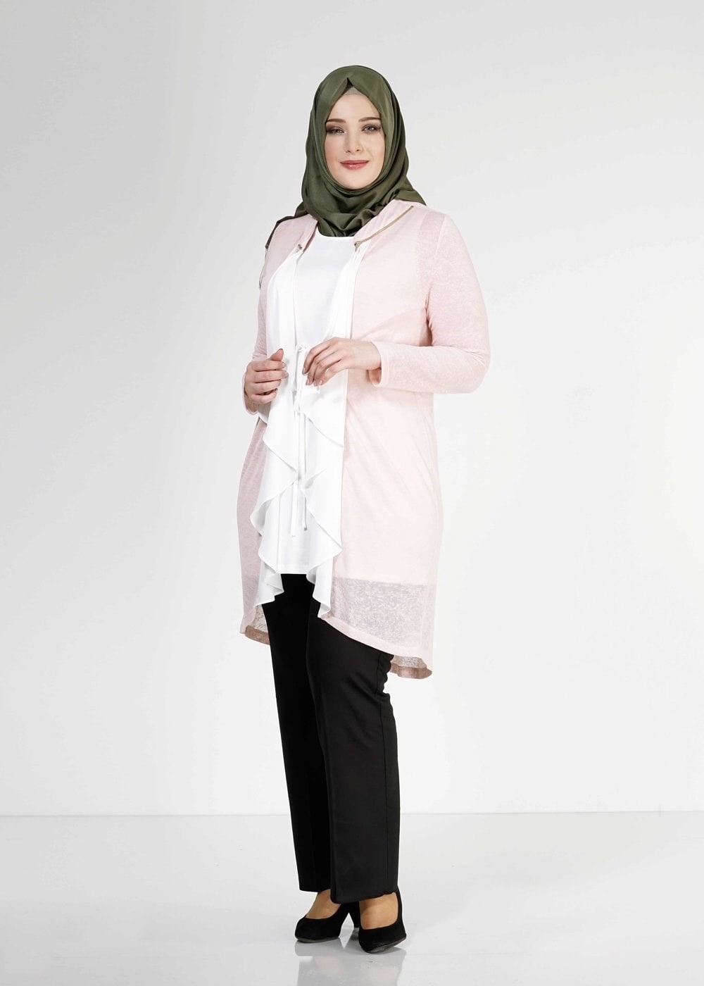 Hijab clothing POWDER FRILL DETAILED 2-PIECE TUNIC 2514 