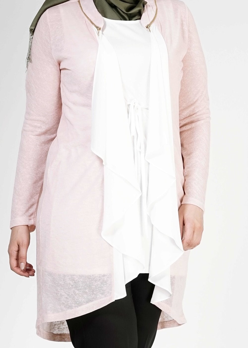 Hijab clothing POWDER FRILL DETAILED 2-PIECE TUNIC 2514 