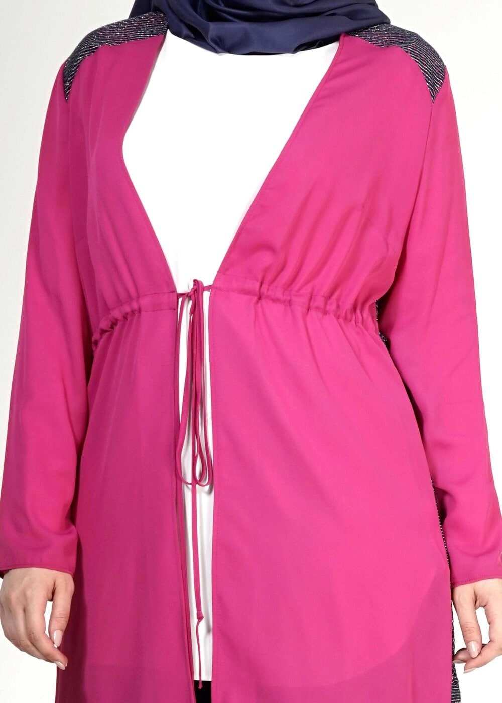 Tesettür giyim FUŞYA BELİ BÜZGÜLÜ TUNİK 2516