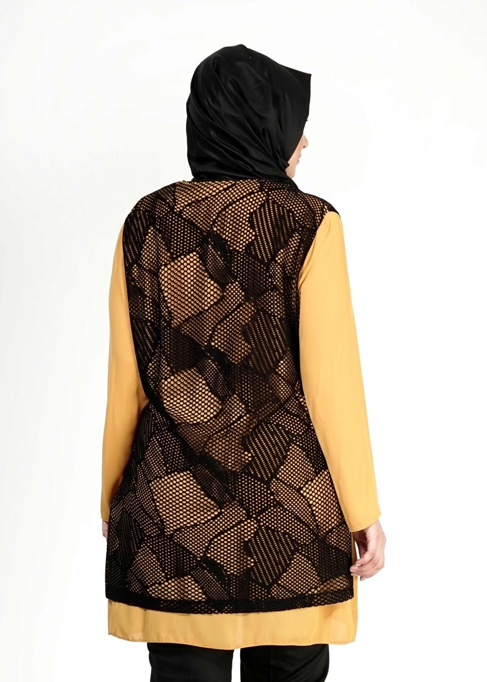 Tesettür giyim SARI BELİ BÜZGÜLÜ TUNİK 2516