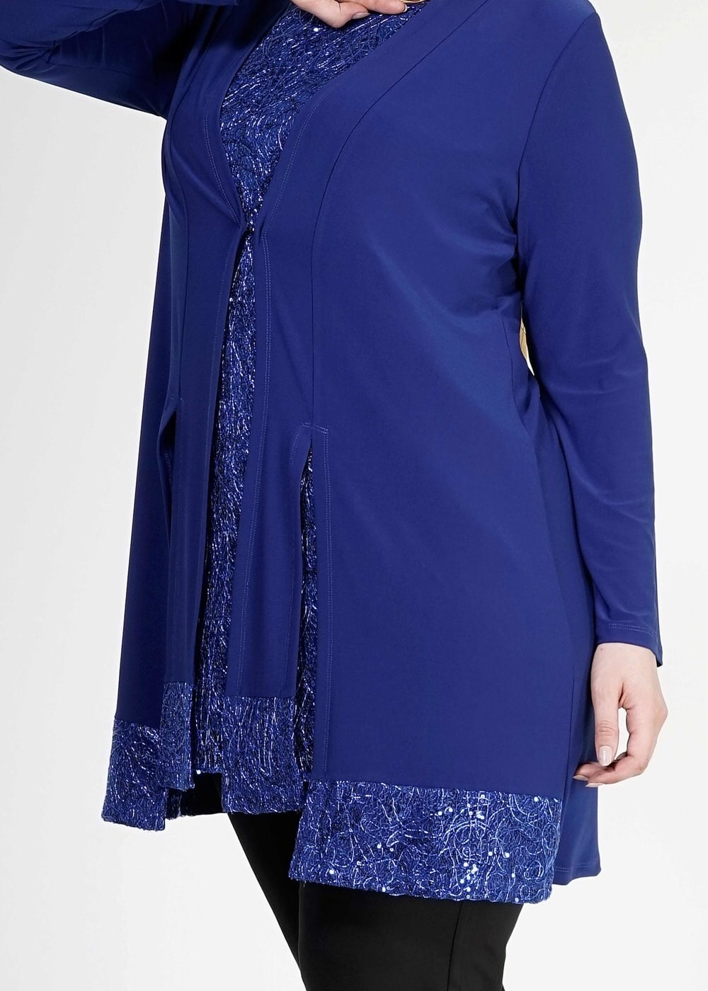 Tesettür giyim LACİVERT PUL PAYET DETAYLI İKİLİ TUNİK 2518 