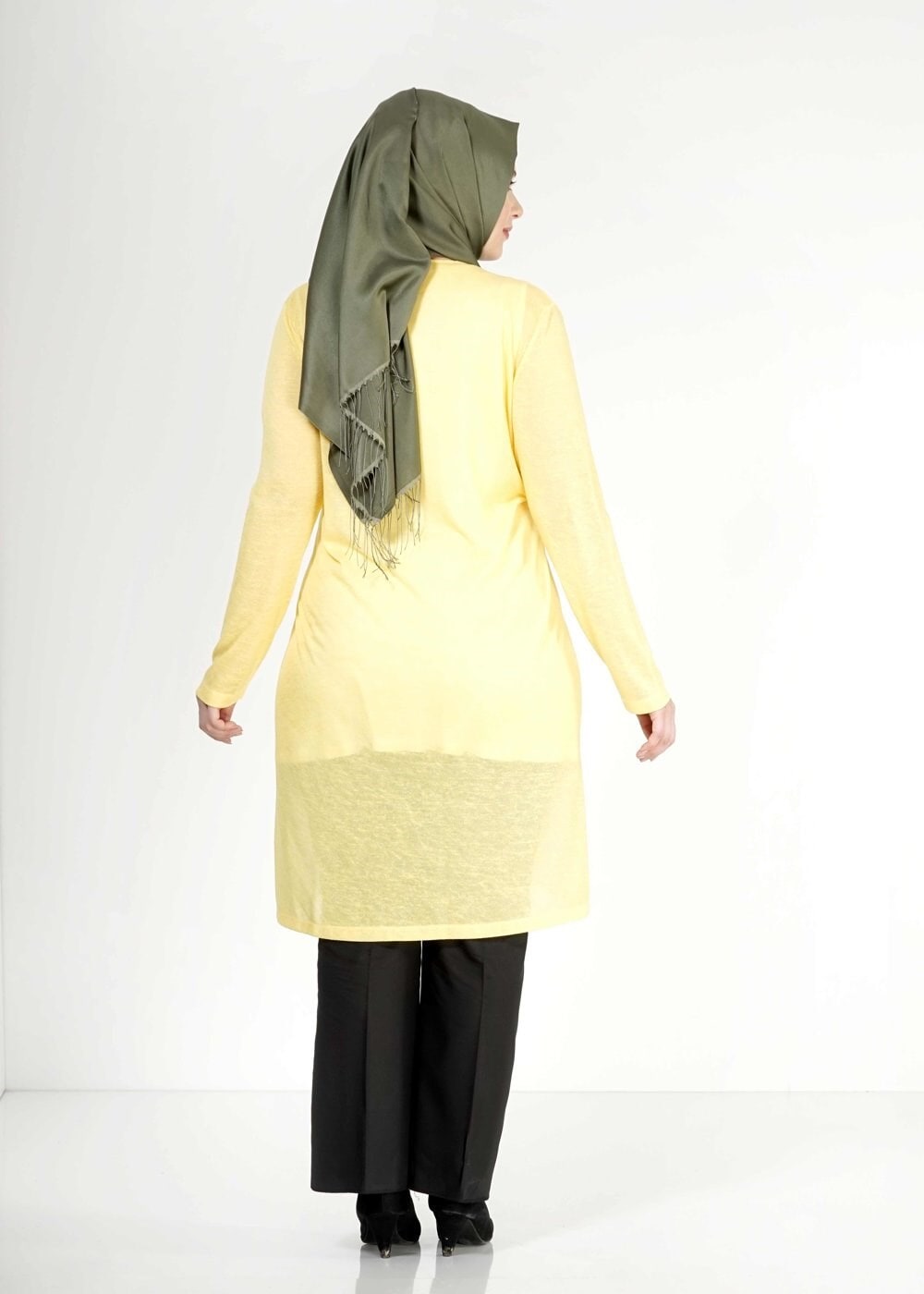 Hijab clothing YELLOW TWO-PIECE CHIFFON TUNIC  2520 