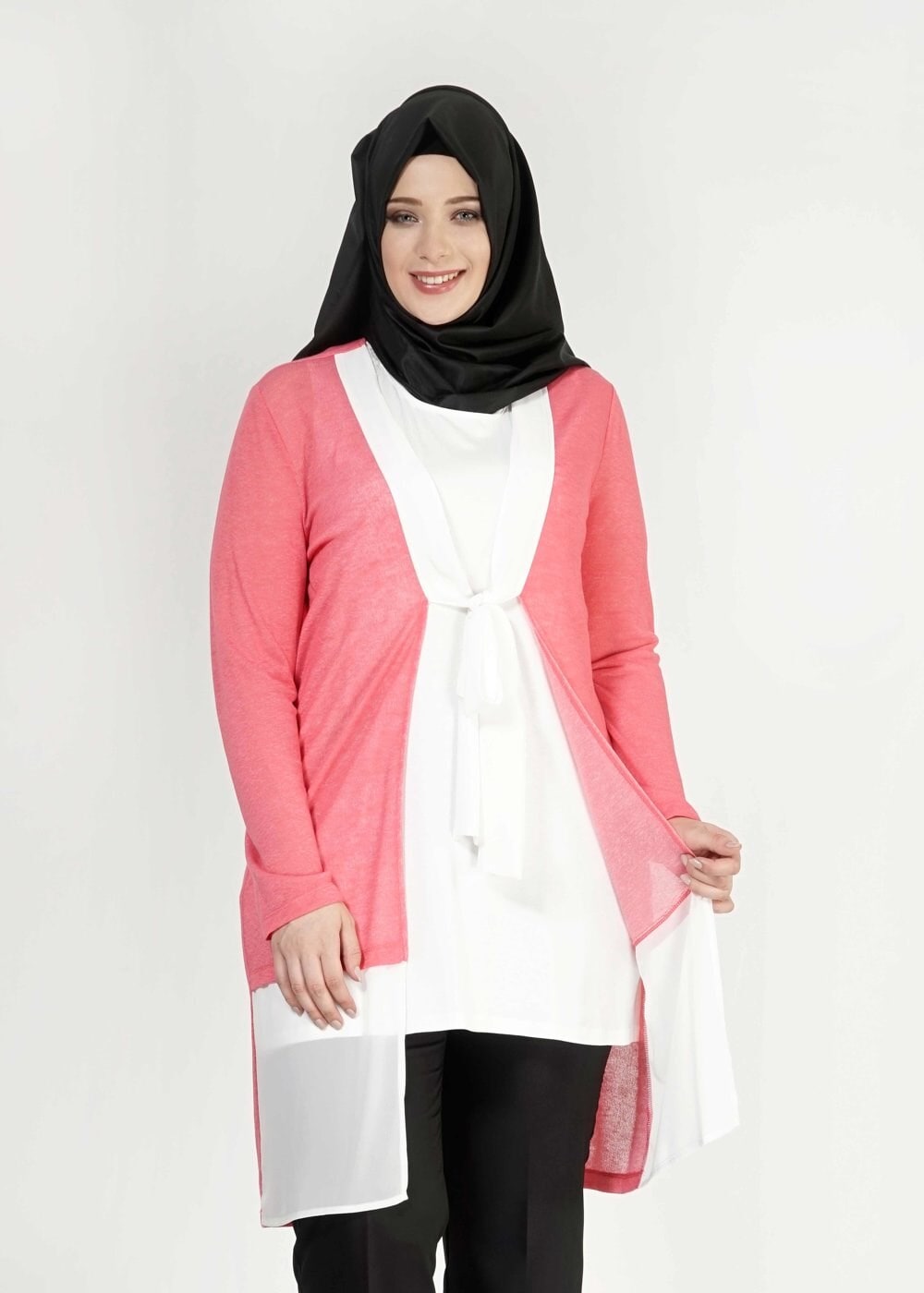 Tesettür giyim MERCAN İKİLİ ŞİFON TUNİK  2520 